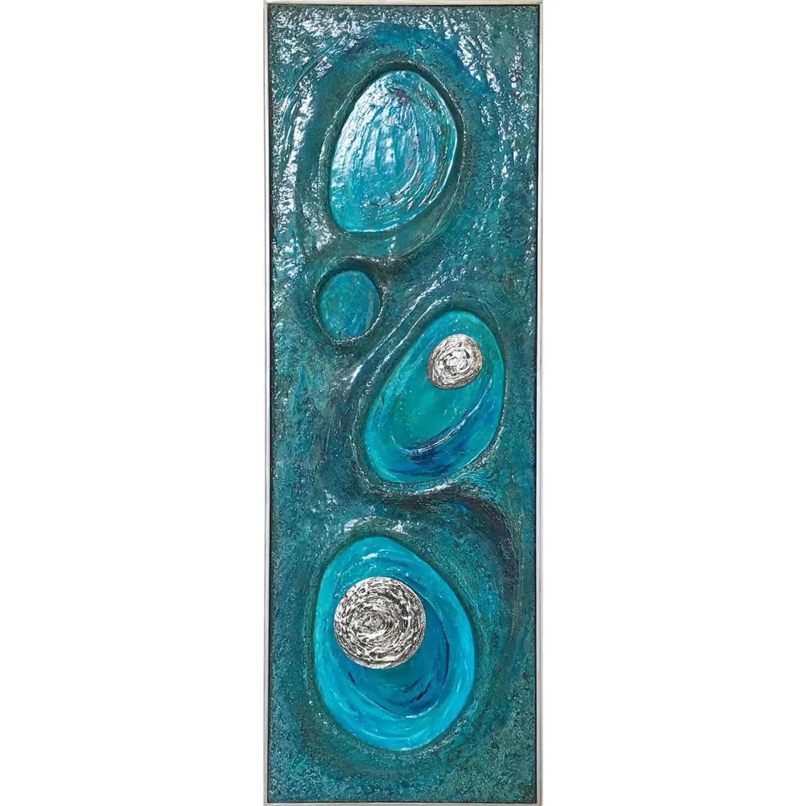 Lorraine Stelzer Turquoise Acrylic Resin Psychedelic Art Wall Sculpture Panel For Sale 6