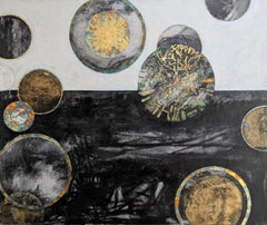 Floating Worlds, a mixed media painting