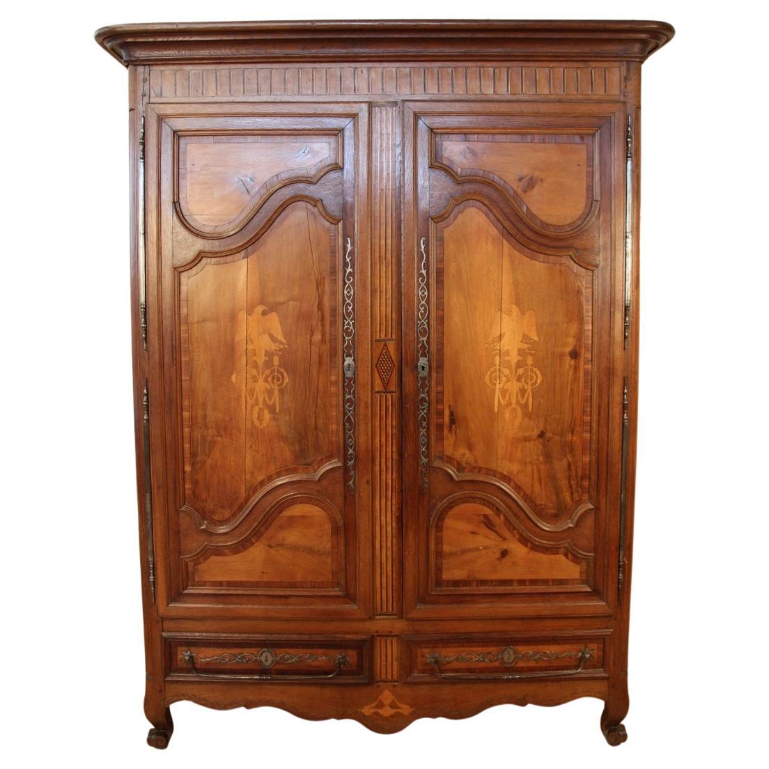 Armoire Lorrain Début 19ème en marqueterie d
aigle Empire
