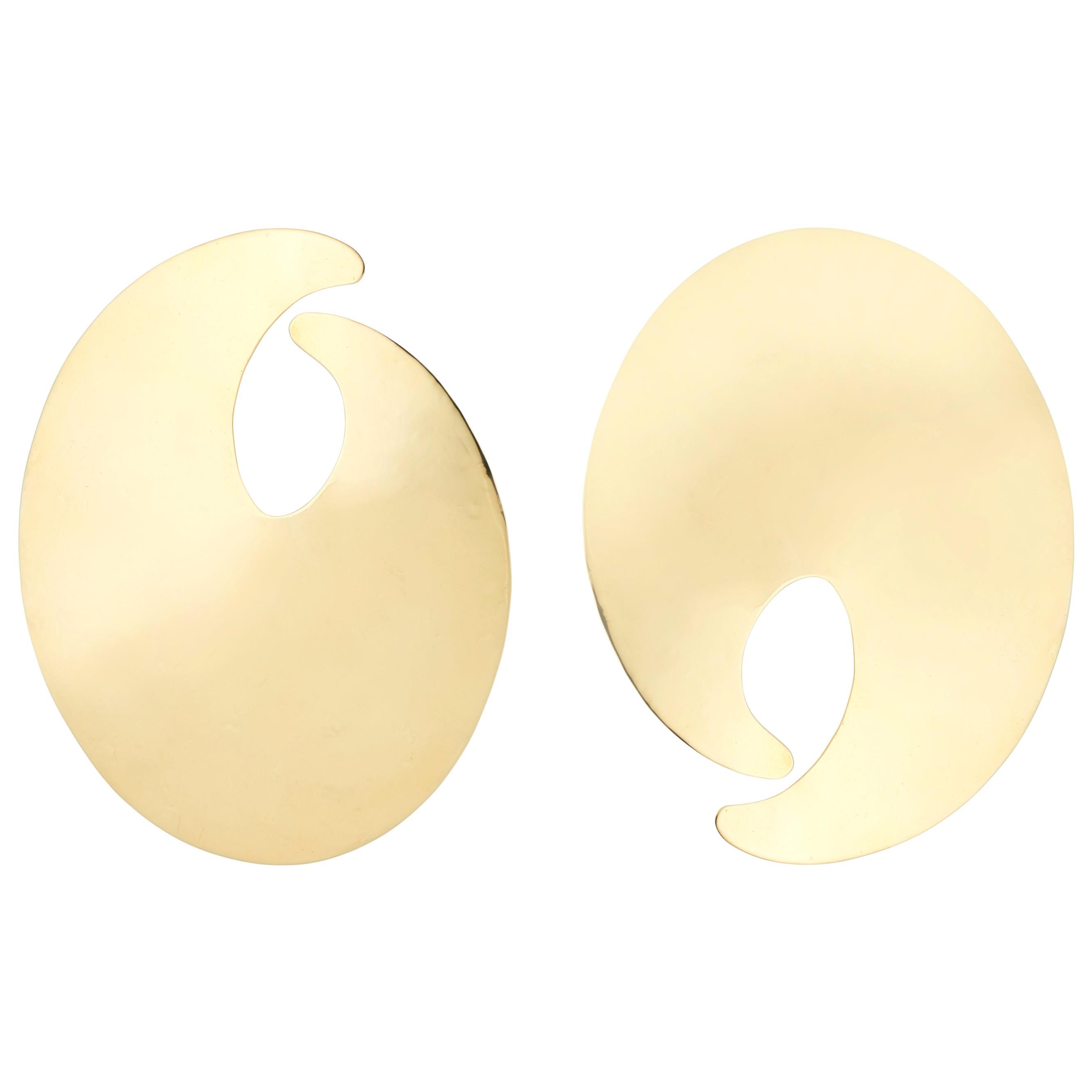 Abstract Palette Earrings in Brass by Lorraine West  For Sale