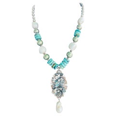 Lorraine's Bijoux propose une broche Hobe en argent sur perles et turquoise