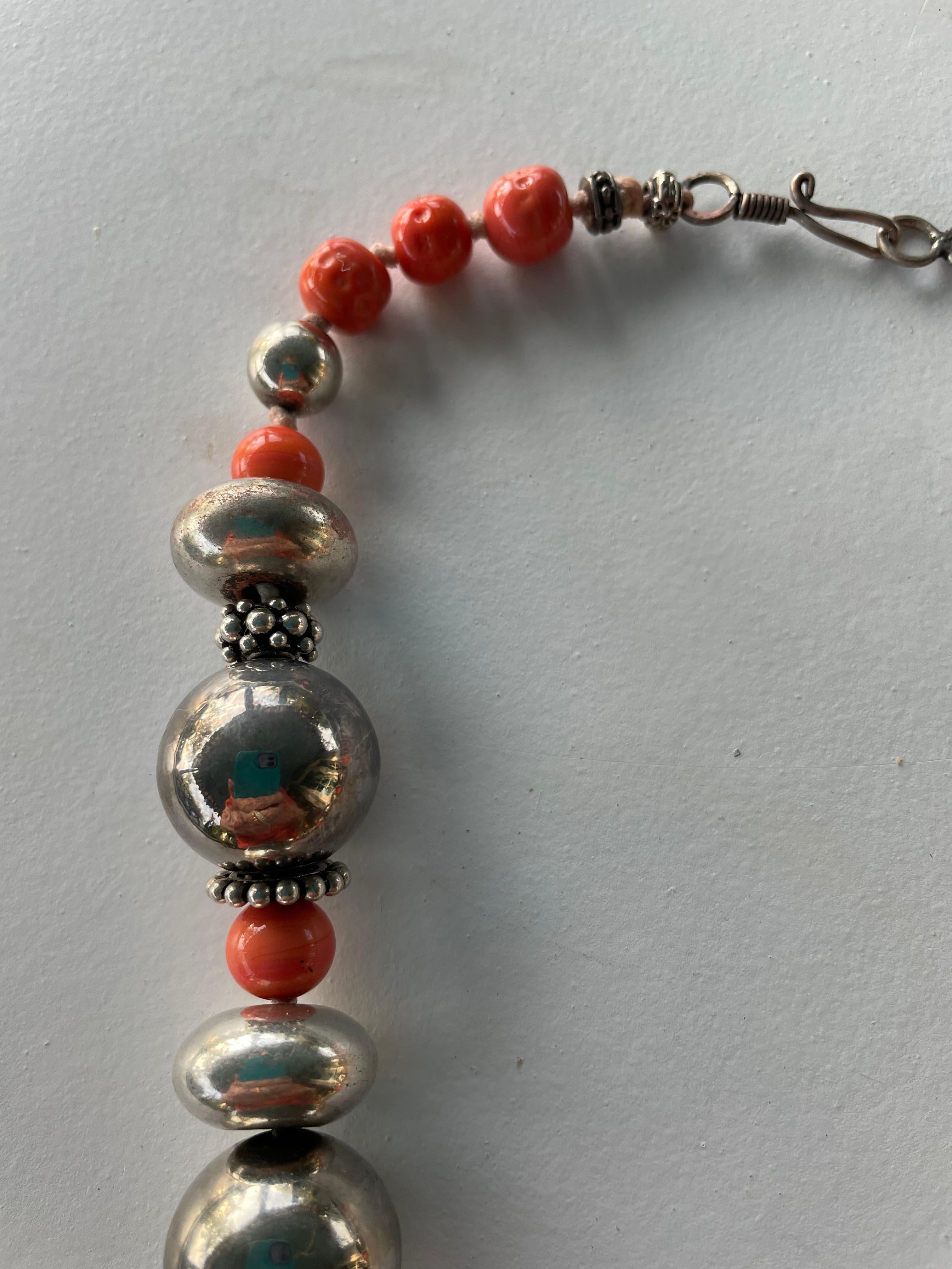 Lorraine’s Bijoux, one of a kind, handmade, Sterling heart and Mexican beads In Good Condition For Sale In Pittsburgh, PA