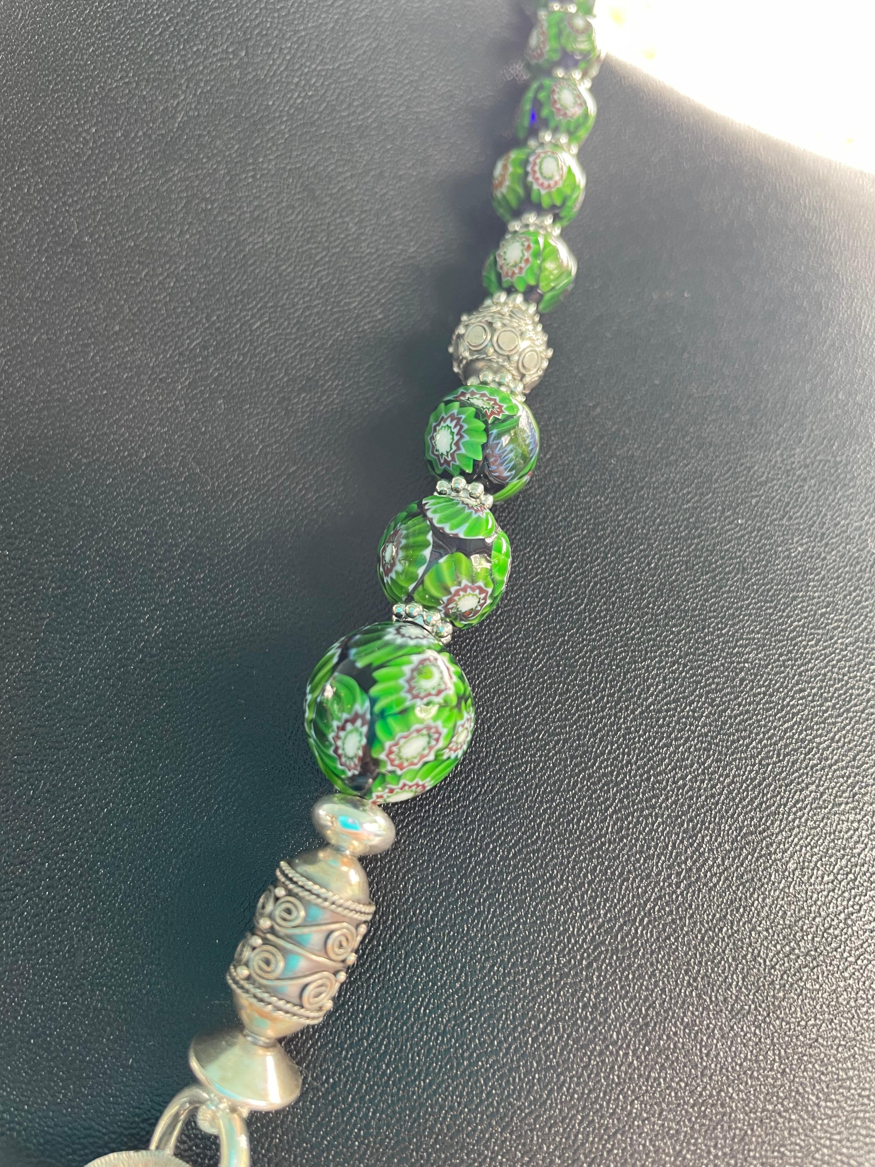 Lorraine’s Bijoux presents a one of a kind Art Deco pendant on Venetian beads For Sale 1