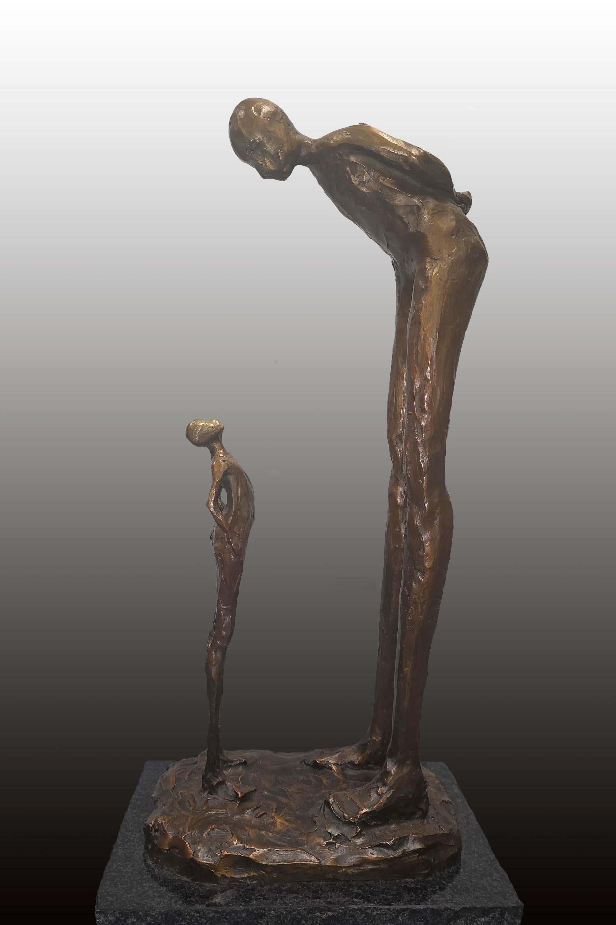 Figurative Sculpture Lorri Acott - 27" Conversation avec moi-même 13/29