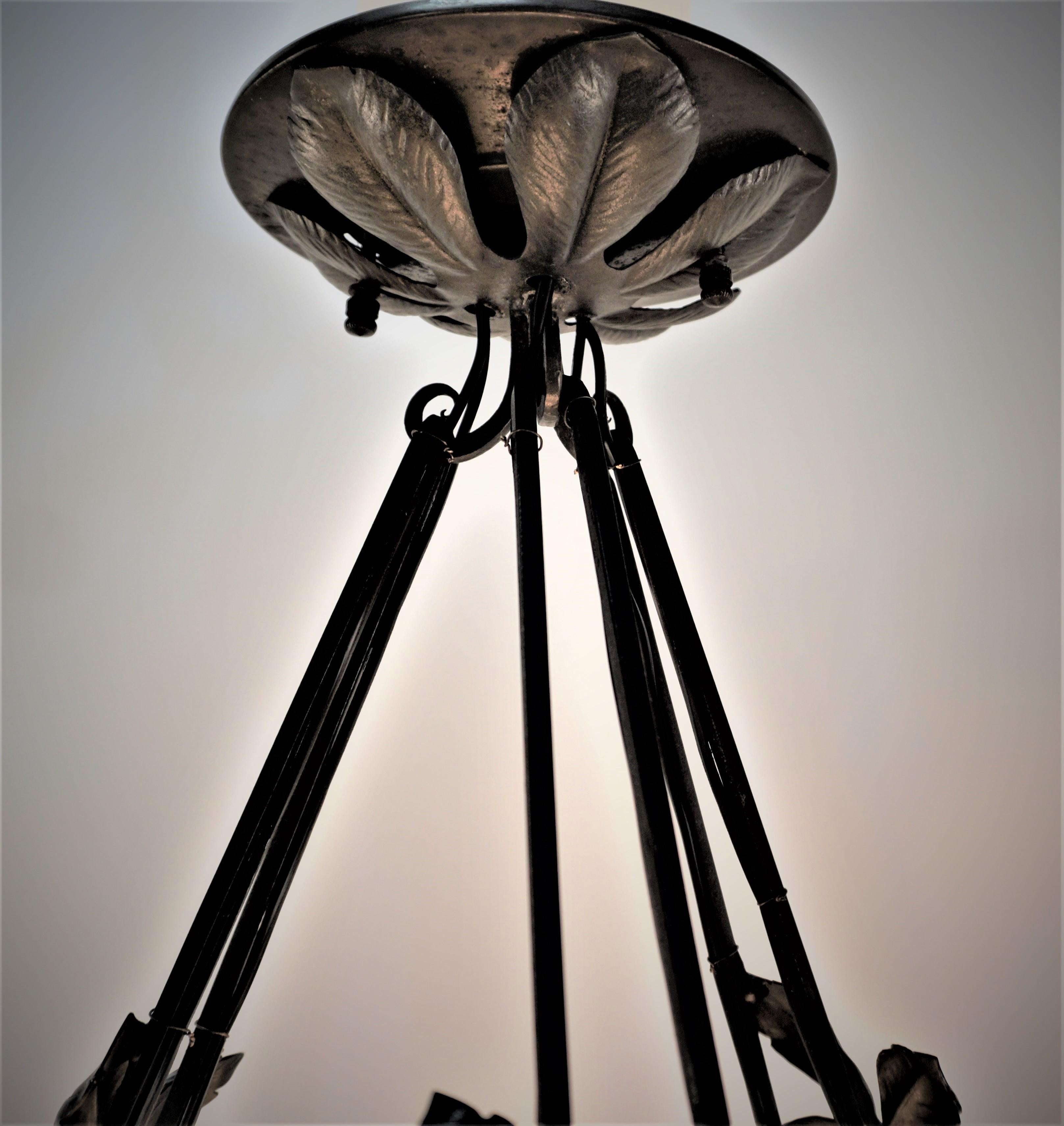 Lorrian/Daum Art Glass and Wrought Bird Chandelier 5