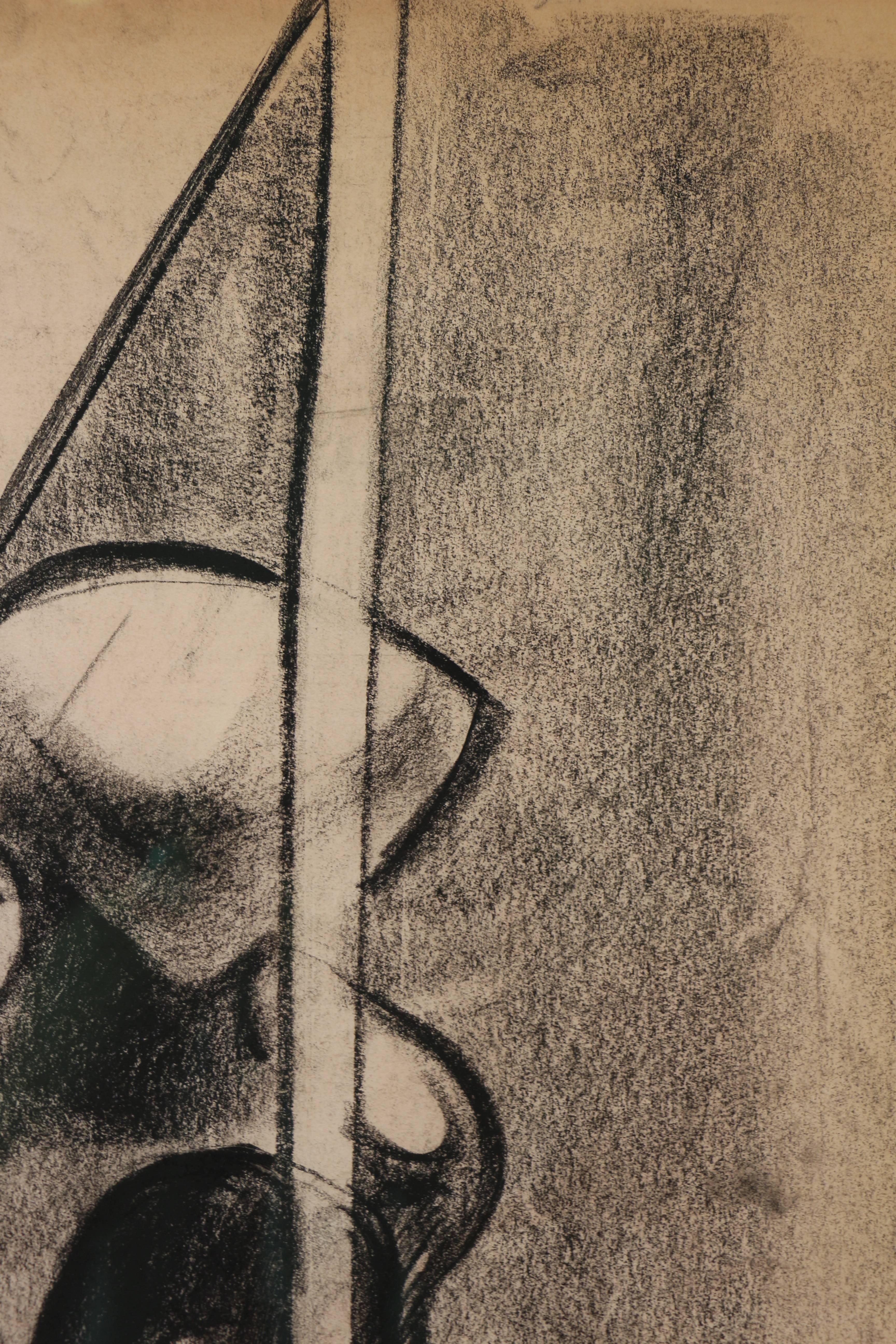 Untitled, original work on paper with dark forms and shapes  - Art by Lorser Feitelson