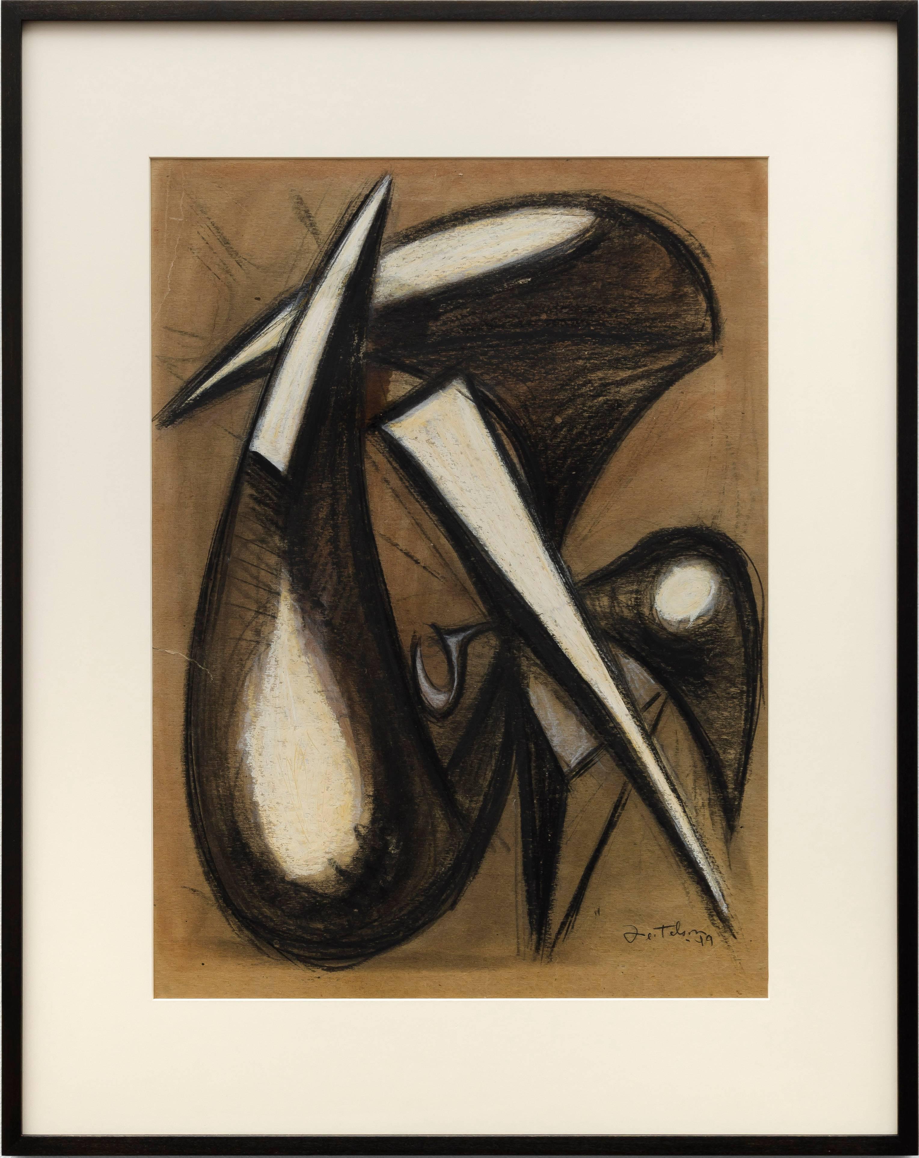 Lorser Feitelson Abstract Drawing - Untitled (Magical Forms: Prometheus), post-surreal drawing with morphing forms