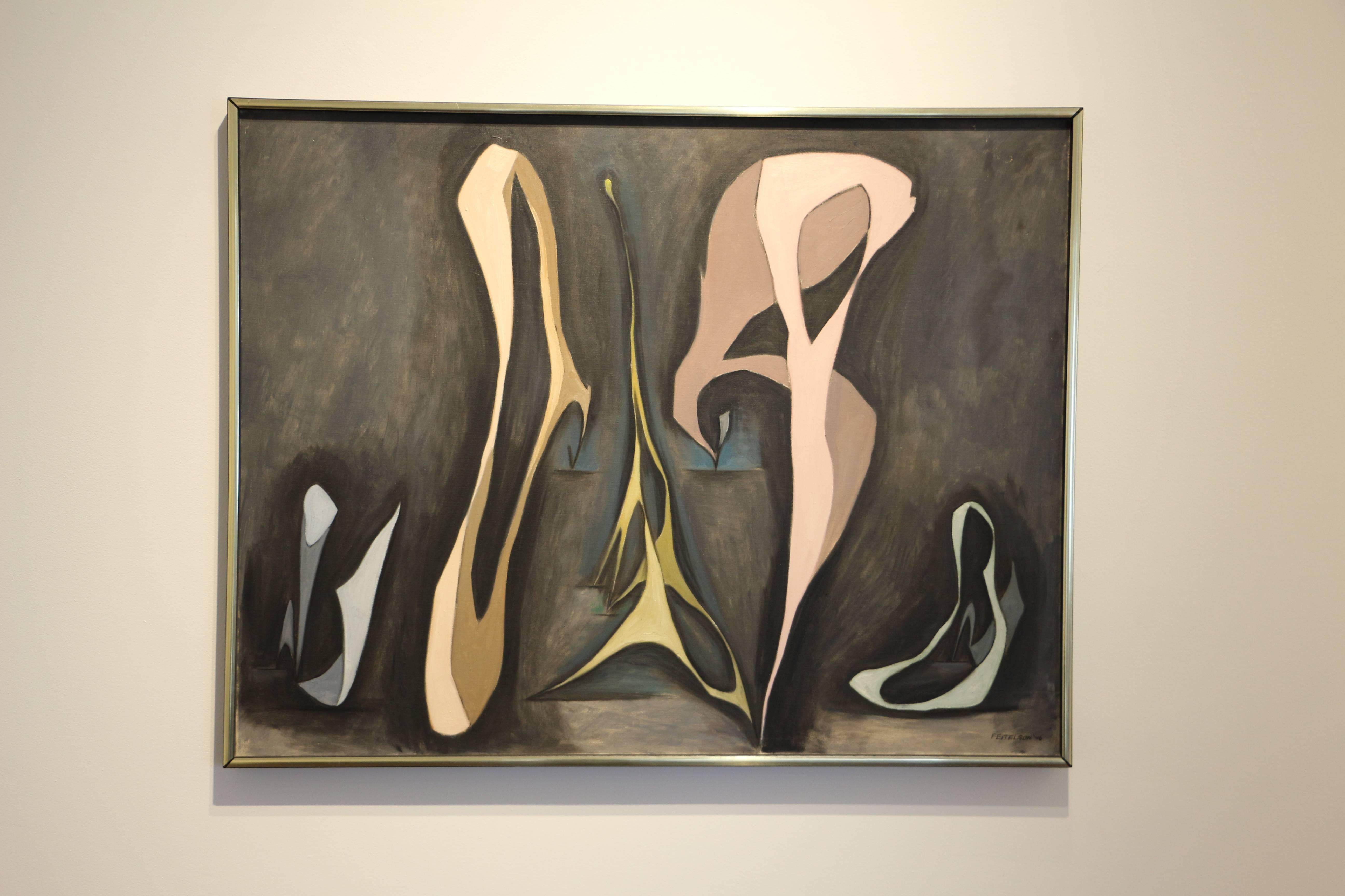 Mirabilia, Magical Forms, post-surreal abstract oil painting with morphing forms - Painting by Lorser Feitelson