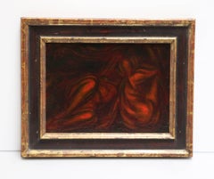 Two Figures, small oil painting depicting two Surrealist figures