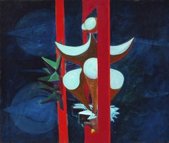 Untitled, Magical Forms, abstract Post-Surreal painting with form and shapes