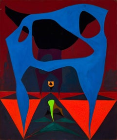 Untitled, Magical Forms (study), colorful oil painting with geometric forms
