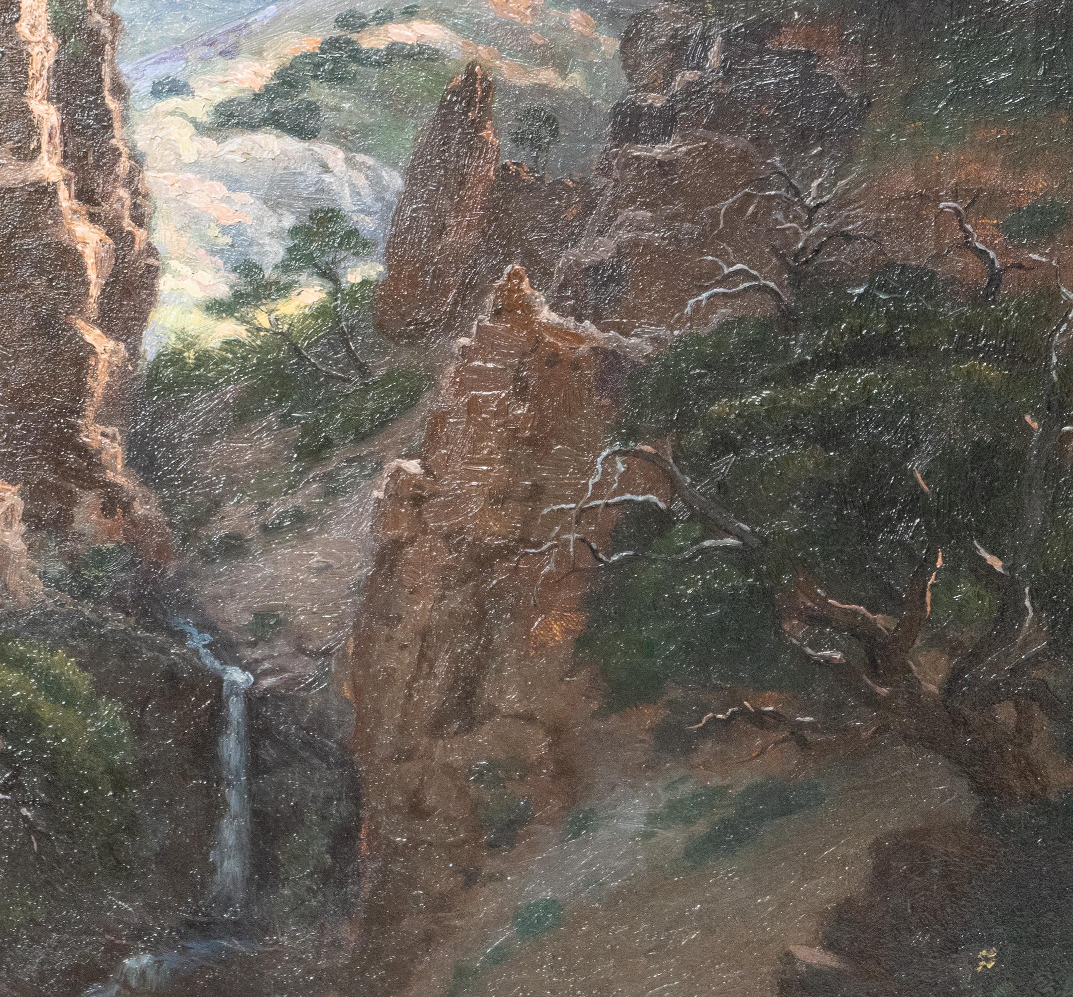 Mouth of Parley's Canyon with Sentinel Rock - Painting by Lorus Pratt