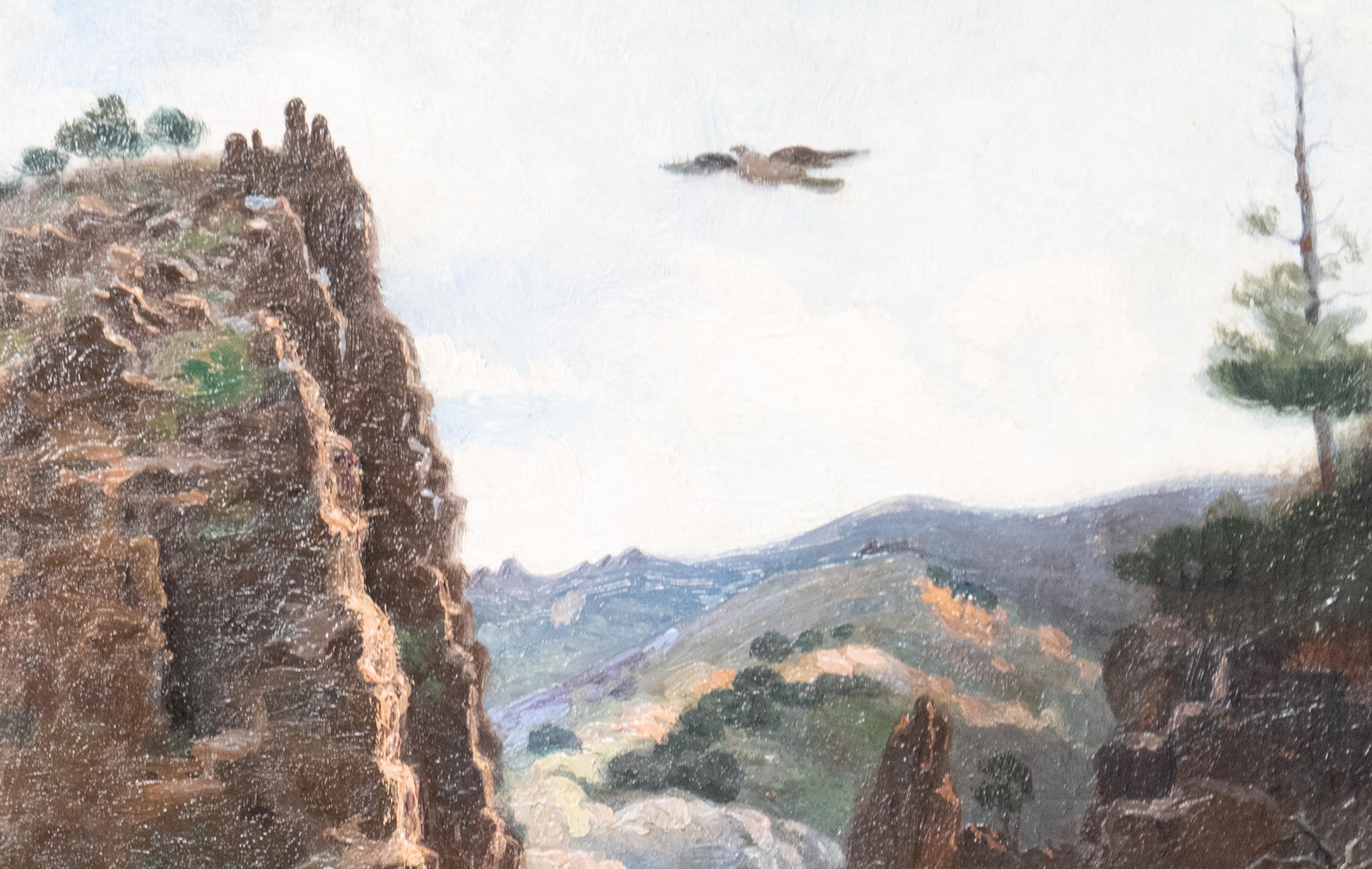 Mouth of Parley's Canyon with Sentinel Rock - French School Painting by Lorus Pratt