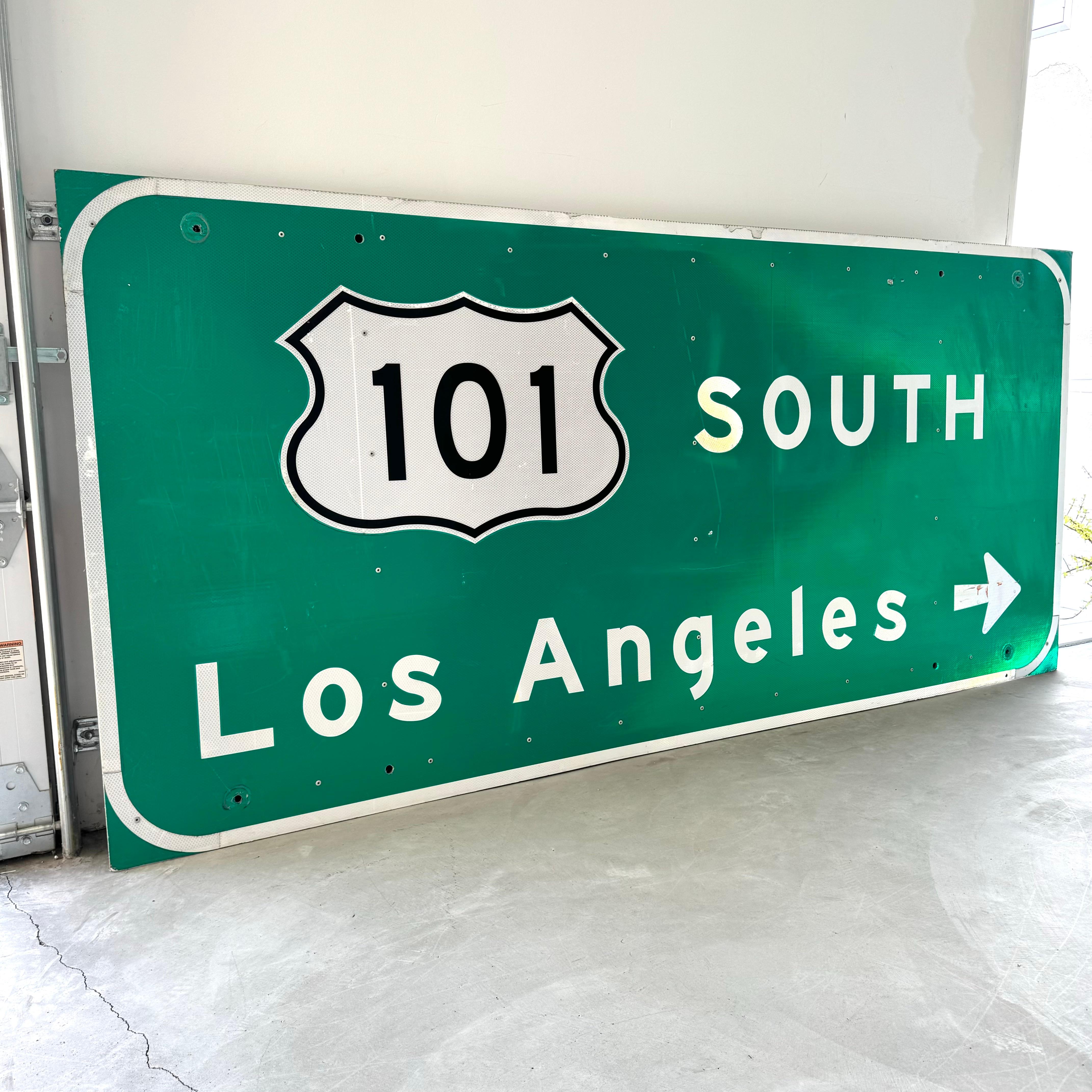 Cool Los Angeles freeway sign retired from the 101 freeway. Made in the late 1990s. This freeway takes you north/ south along the entire west coast of the United States from San Diego to the northern most part of Washington state. It runs through