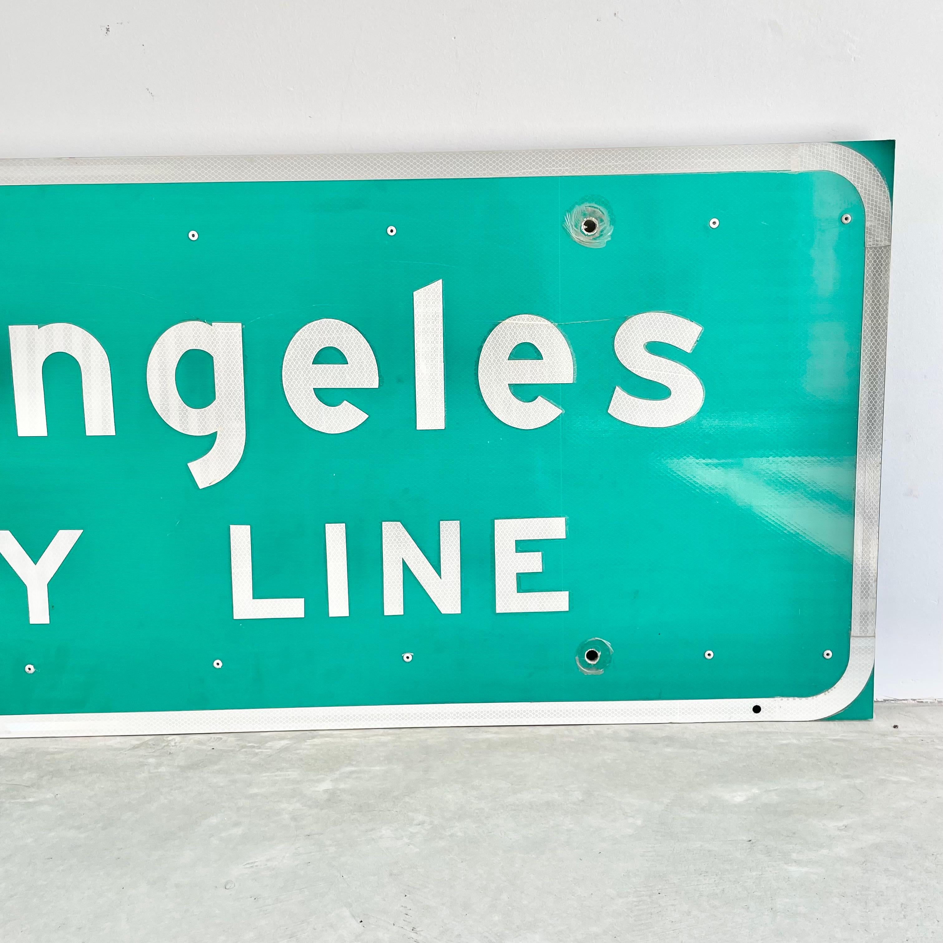 Aluminum Los Angeles County Line Freeway Sign, 1990s USA For Sale