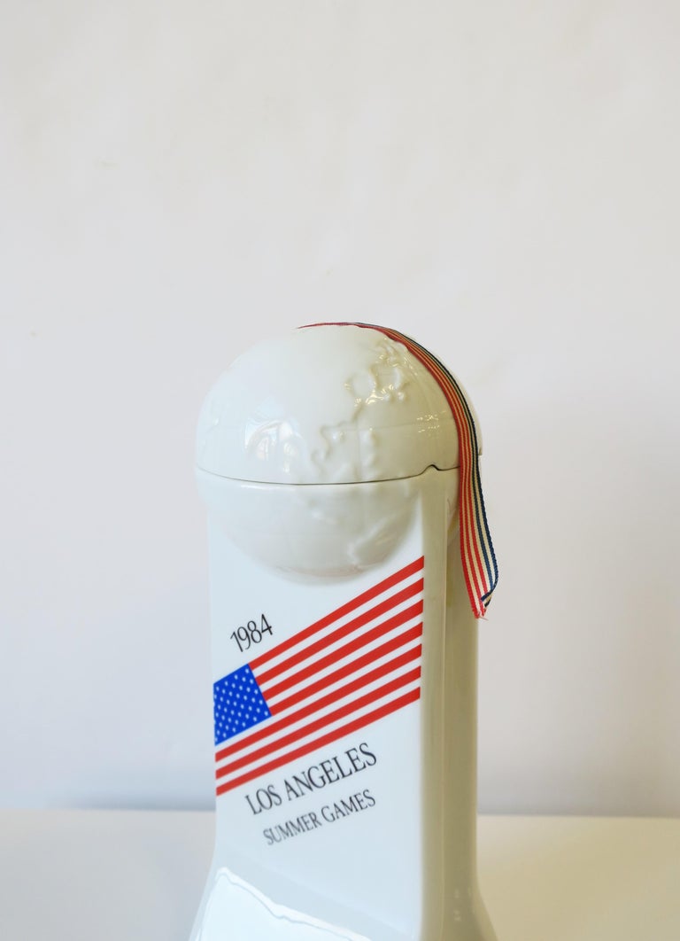 Los Angeles Summer Games World Globe French Bottle Barware Limited Edition, 1984 In Good Condition For Sale In New York, NY