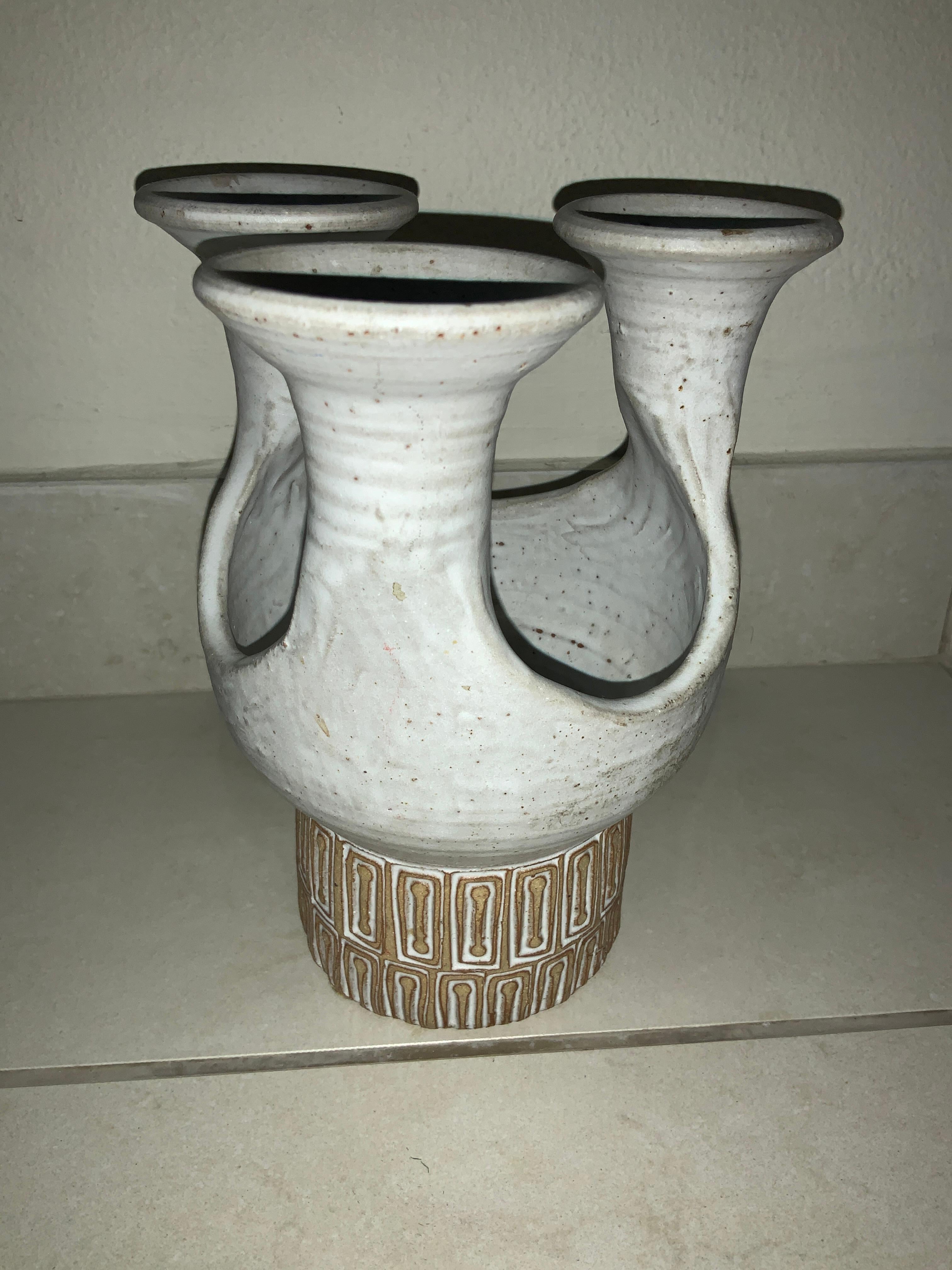 Mid-Century Modern Los Artesanos Pottery Candleholder Centerpiece For Sale