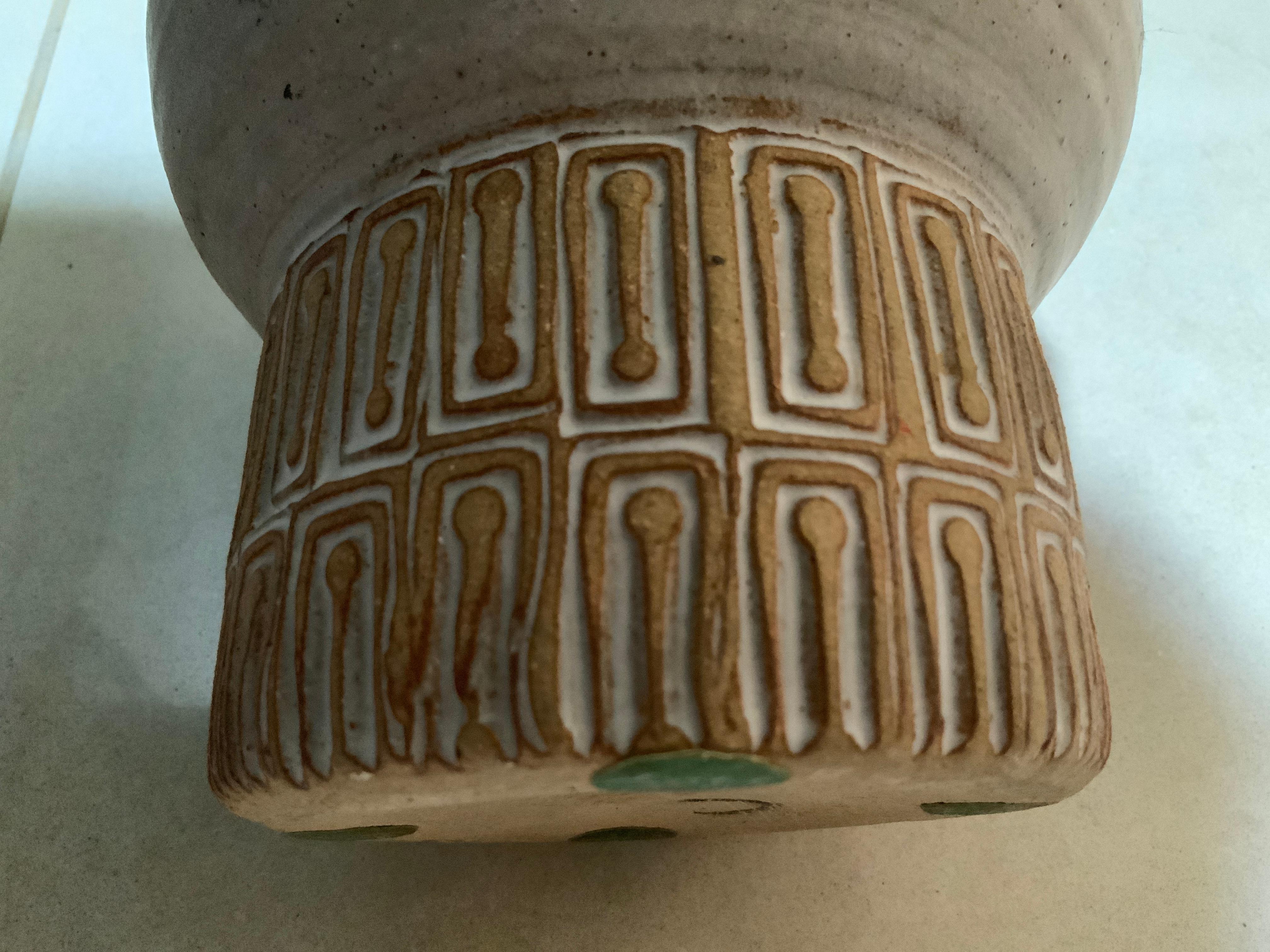 Hand-Crafted Los Artesanos Pottery Candleholder Centerpiece For Sale