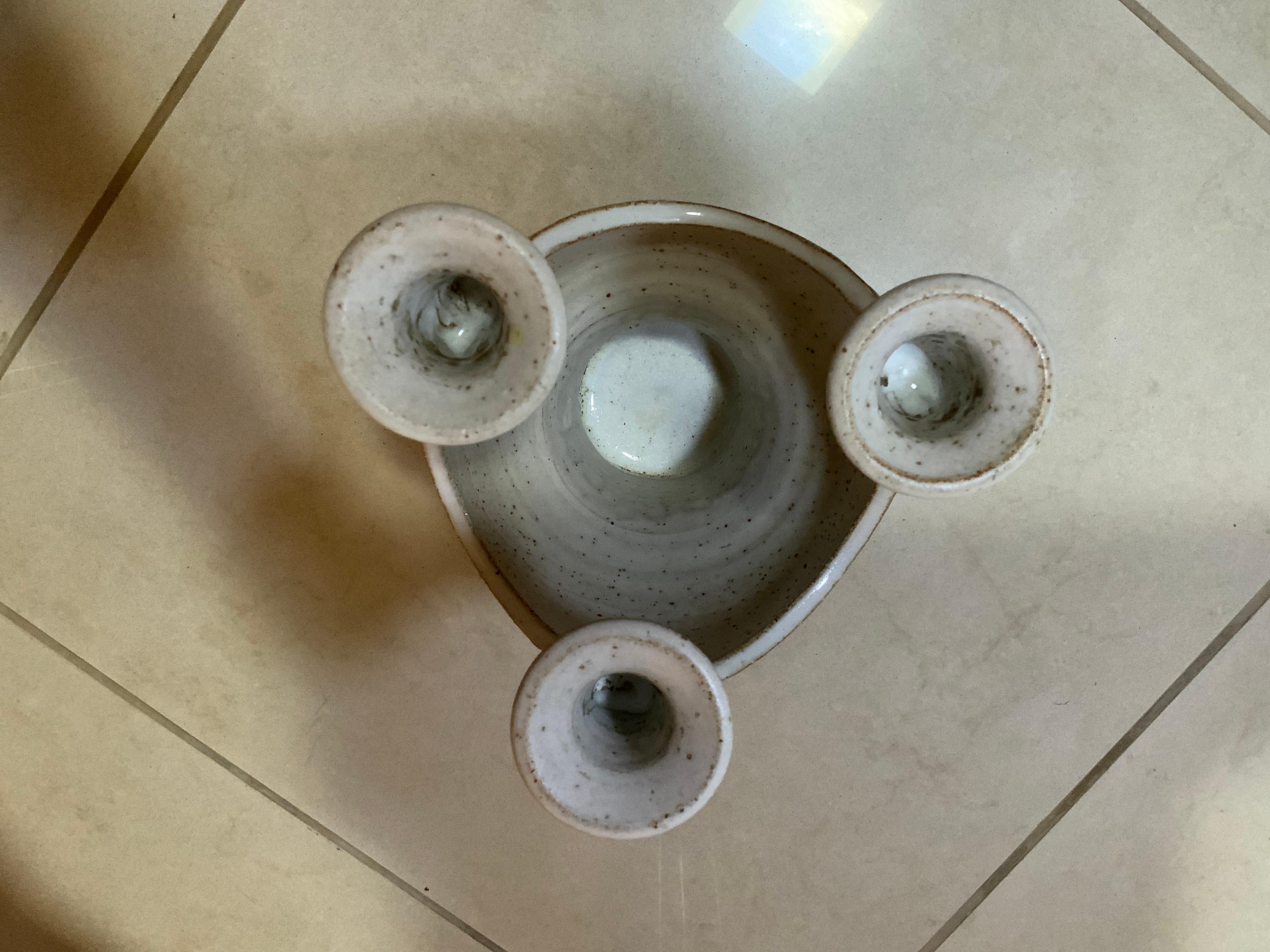 Los Artesanos Pottery Candleholder Medium Size Centerpiece In Good Condition For Sale In Guaynabo, PR