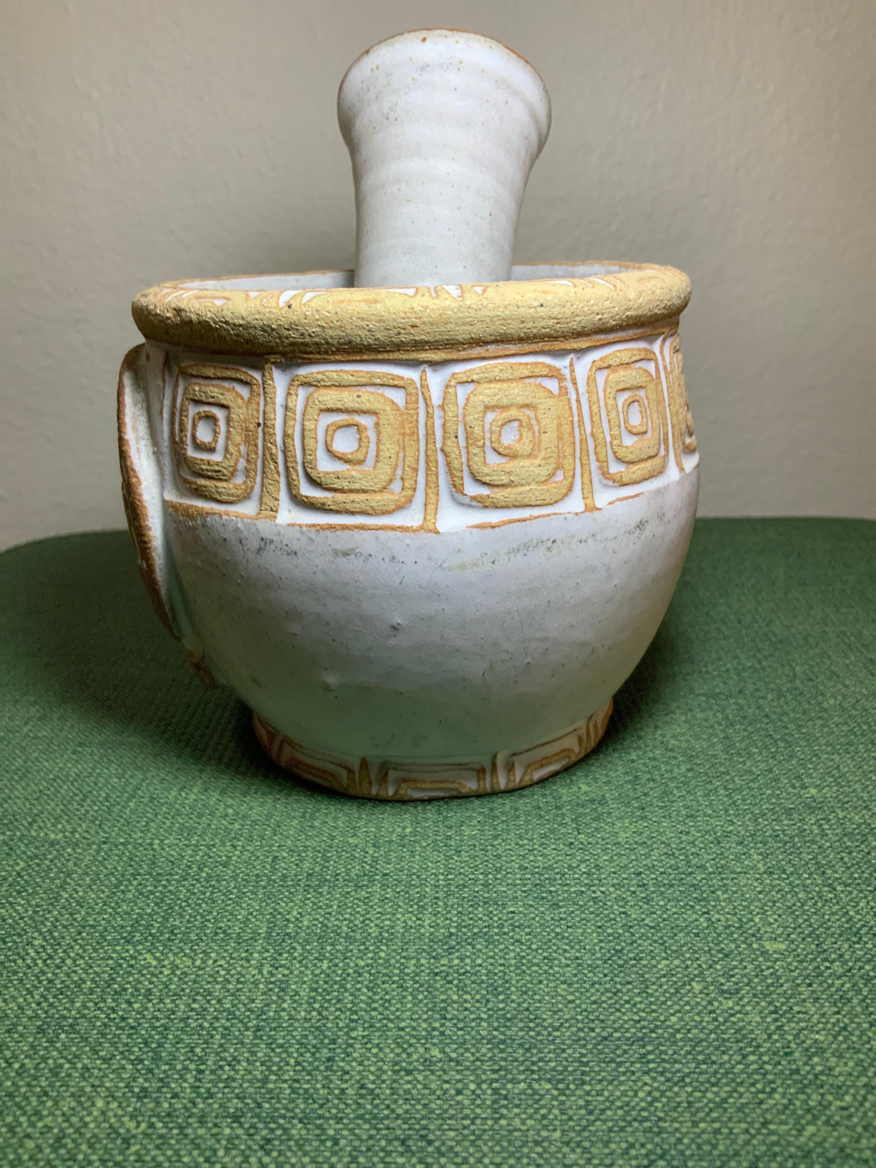 Mid-Century Modern Los Artesanos Pottery Gulf Oil Refining Company 25e anniversaire édition Mortar en vente