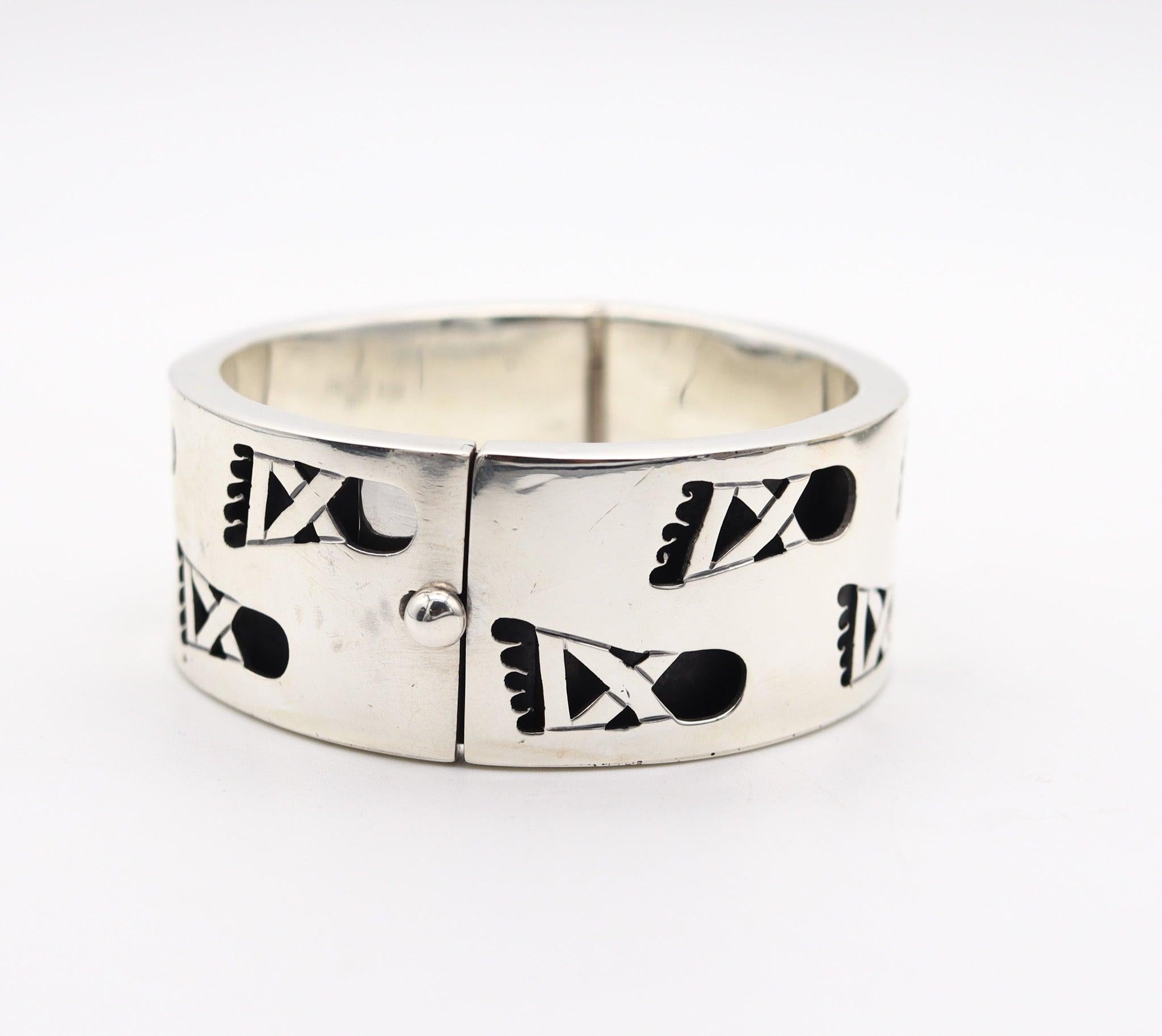 Women's LOS BALLESTEROS 1960 Modernist Bangle Bracelet In Solid .925 Sterling Silver For Sale
