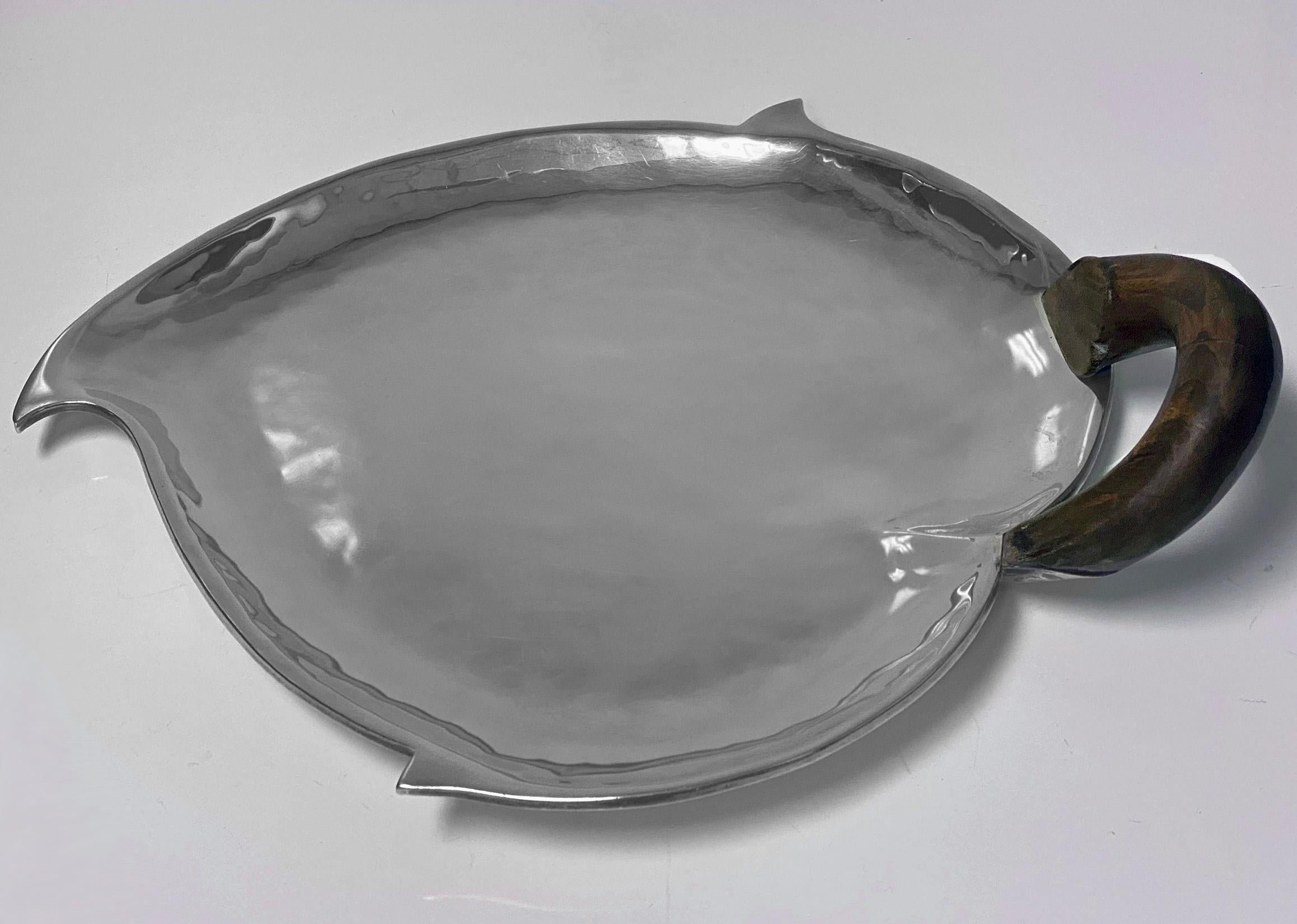 Mexican sterling silver chili pepper design Dish by Los Castillo of Taxco, circa 1950. The 