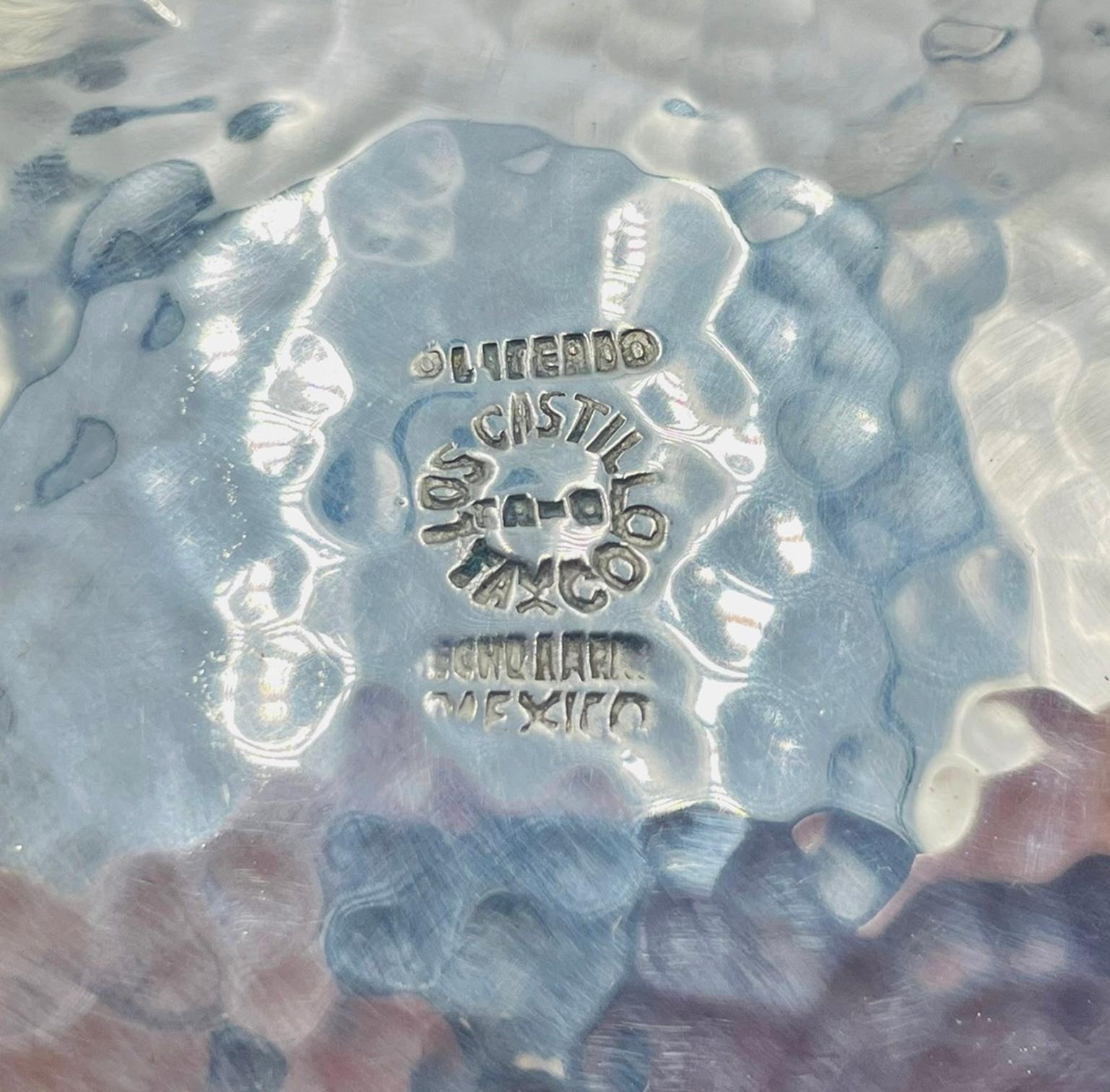 Los Castillo 1950 - Ciotola in argento con base di pesce intarsiata in malachite, Taxco, firmata in vendita 12