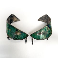 Los Castillo Poignée de tirage Poisson abstrait Malachite Sterling Moderniste mexicain