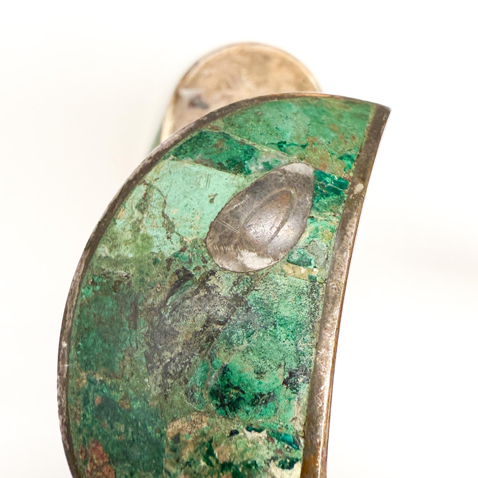 Los Castillo Abstract Fish- Pull Handles Malachite Sterling Mexican Modernist For Sale 2