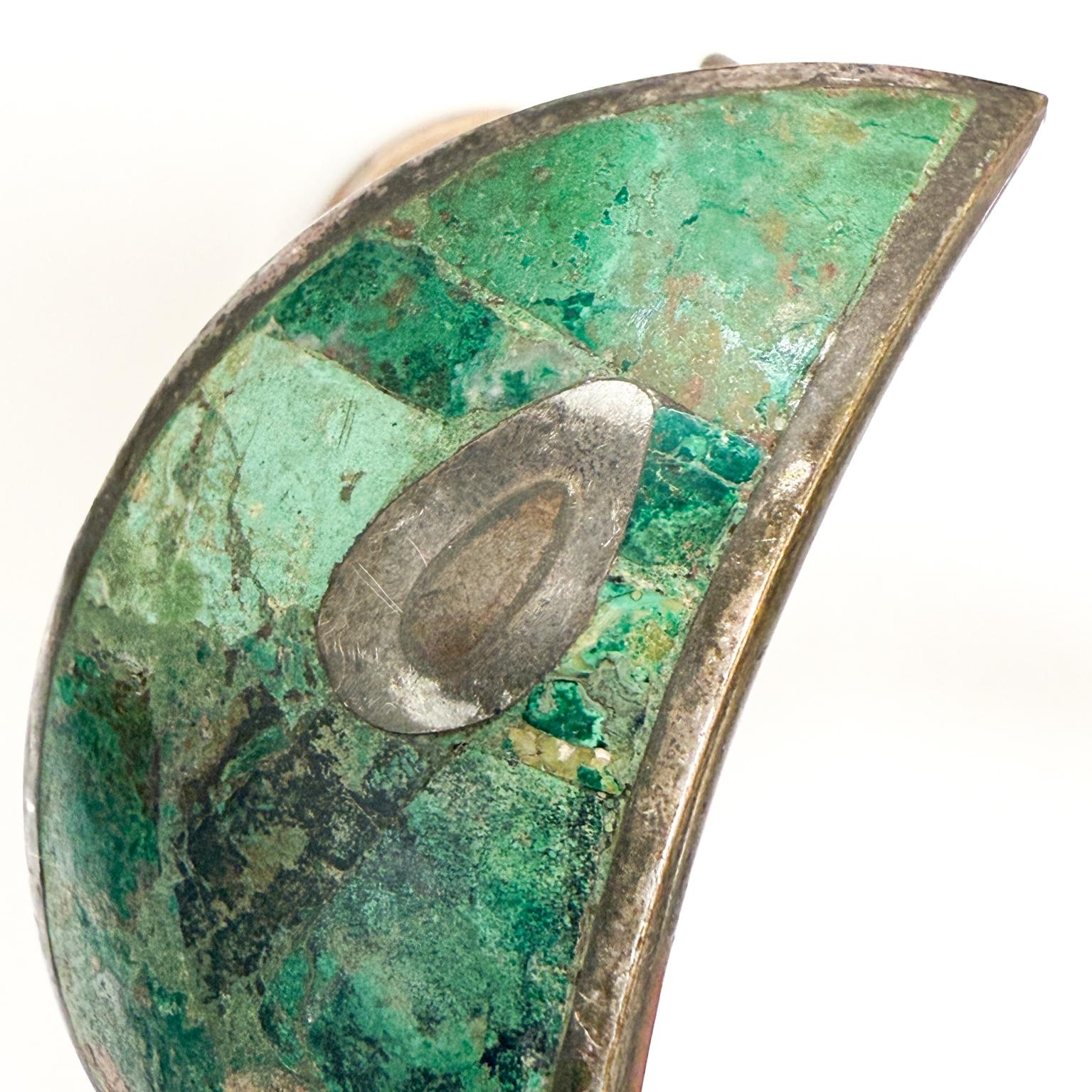Los Castillo Abstract Fish- Pull Handles Malachite Sterling Mexican Modernist For Sale 3