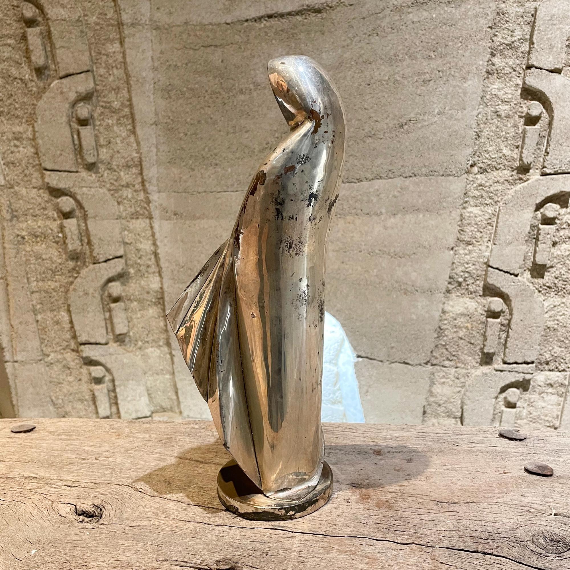 Mexican Los Castillo Abstract Virgin Mary Guadalupe in Mixed Metals Taxco Mexico 1960s