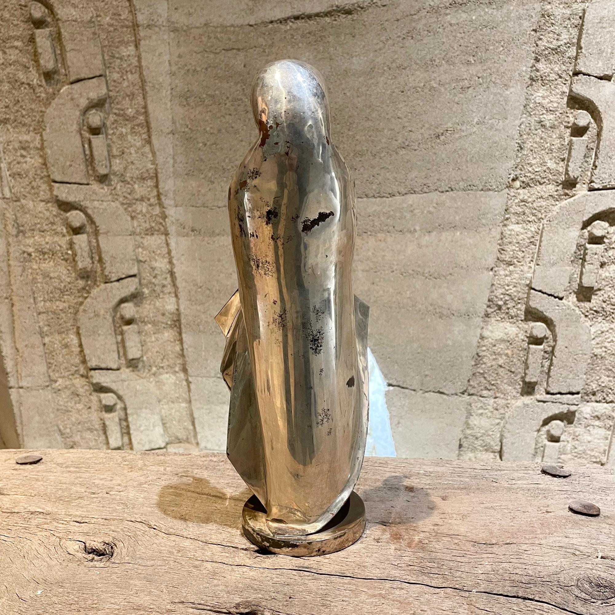 Plated Los Castillo Abstract Virgin Mary Guadalupe in Mixed Metals Taxco Mexico 1960s