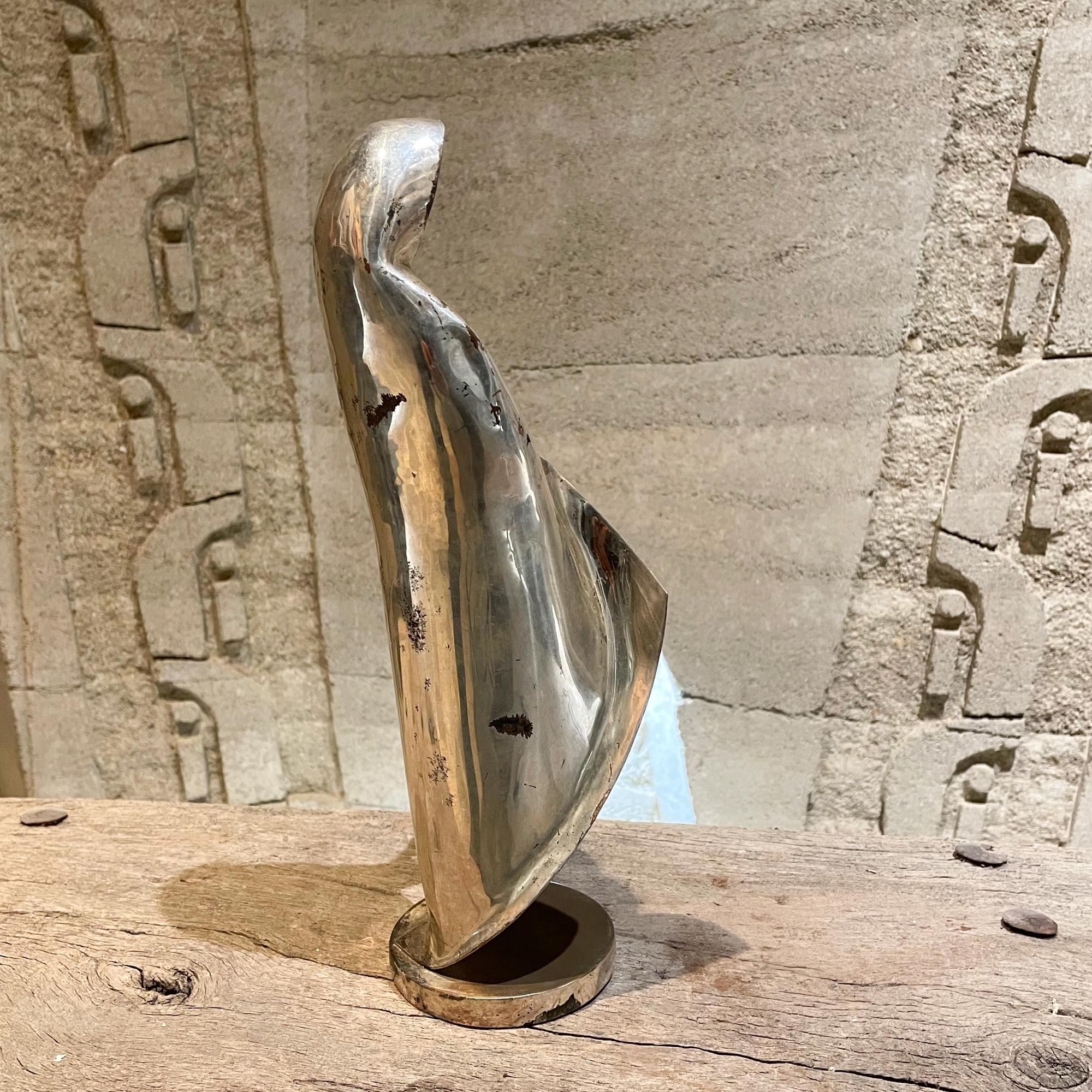 Los Castillo Abstract Virgin Mary Guadalupe in Mixed Metals Taxco Mexico 1960s In Fair Condition In Chula Vista, CA