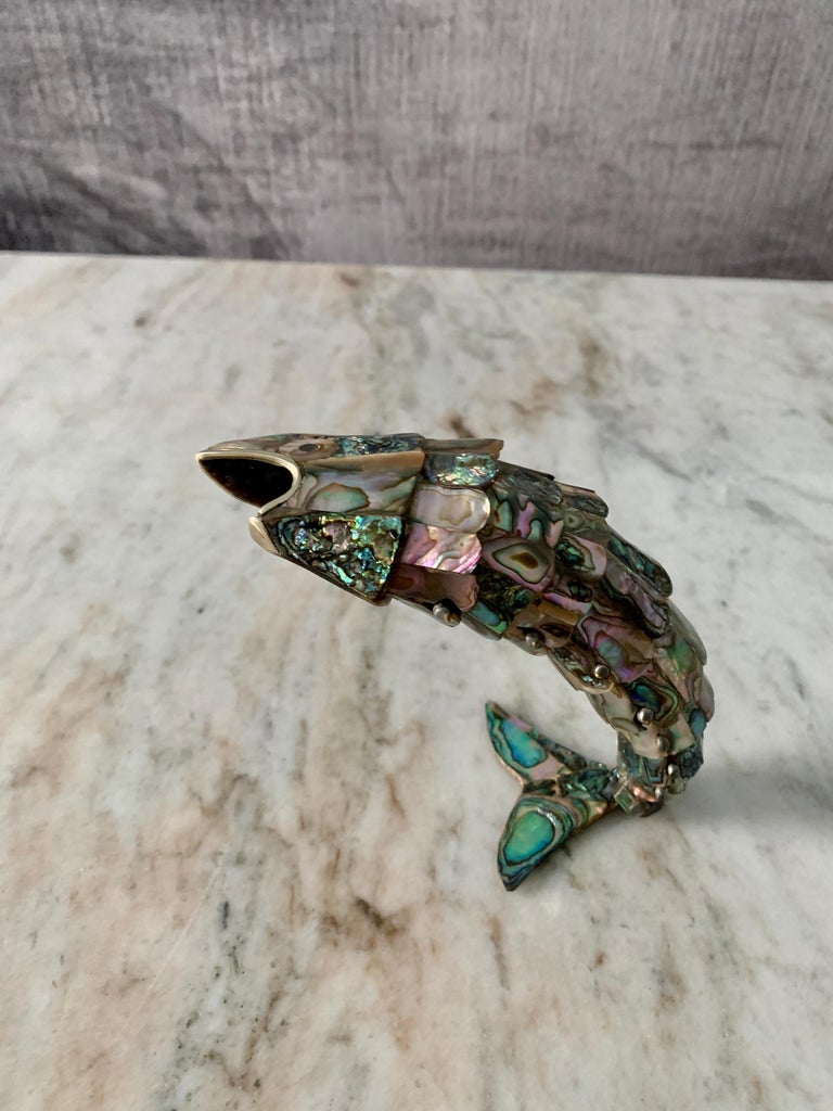 Mid-Century Modern Los Castillo Articulated Abalone Fish Bottle Opener For Sale