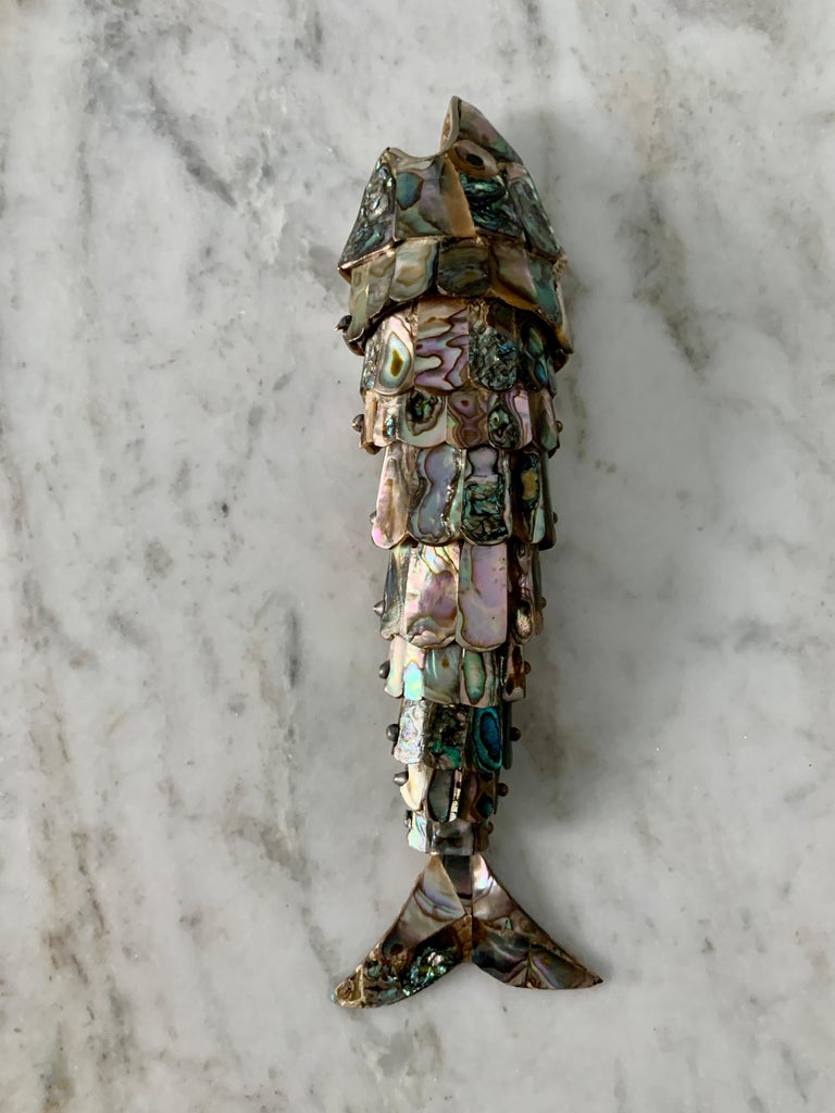 Silver Los Castillo Articulated Abalone Fish Bottle Opener For Sale