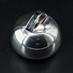 Bol à sucre en azurite mexicain moderne de Los Castillo, bijouterie en argent de Studio Craft Taxco