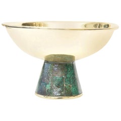 Vintage Los Castillo Brass and Sodalite Tazza Bowl Mid-Century Modern