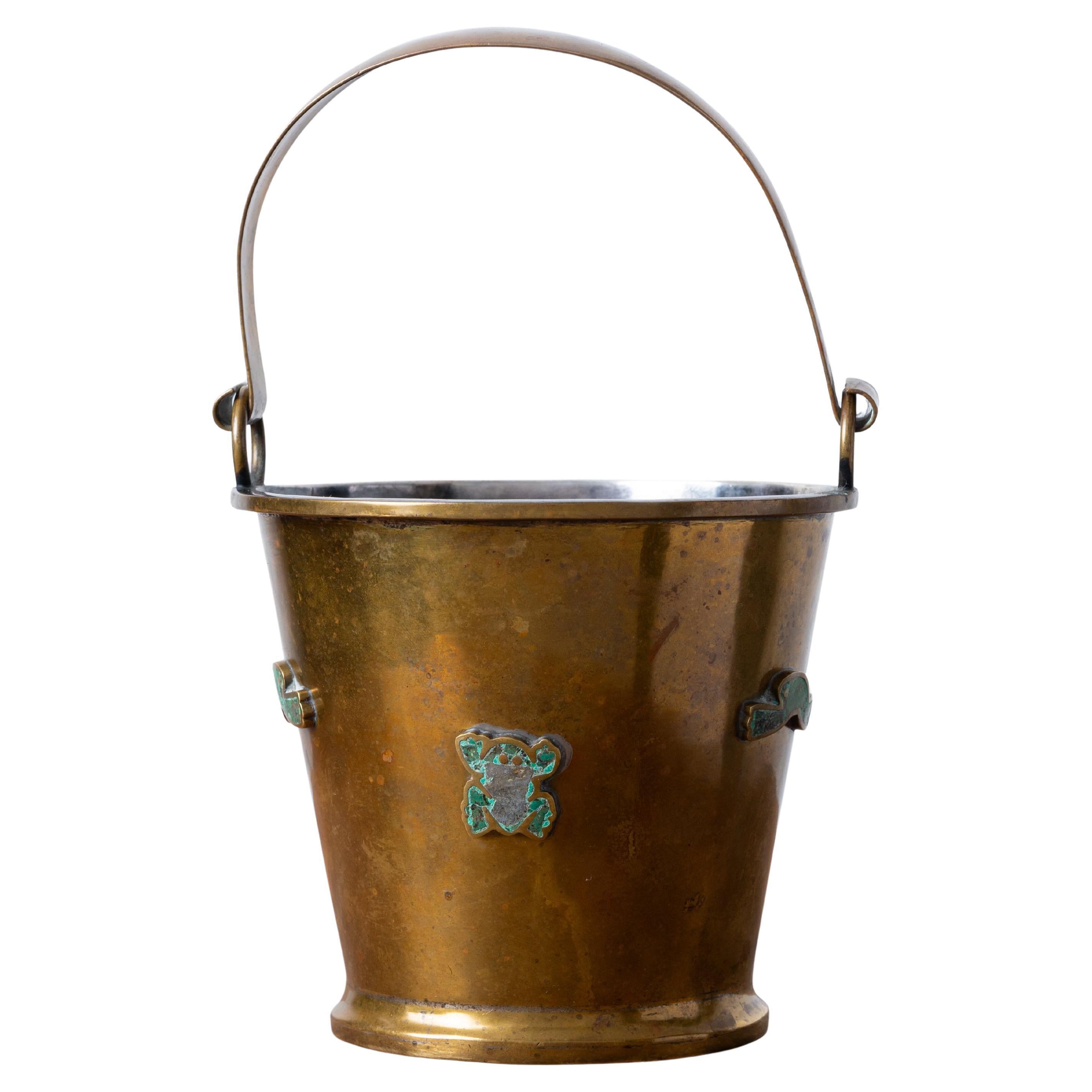 Los Castillo Brass and Turquoise Ice Bucket