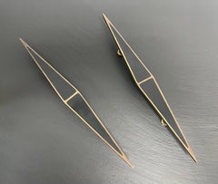 Los Castillo Brass Modernist Cabinet Drawer Pulls (Poignées de tiroir d'armoire)