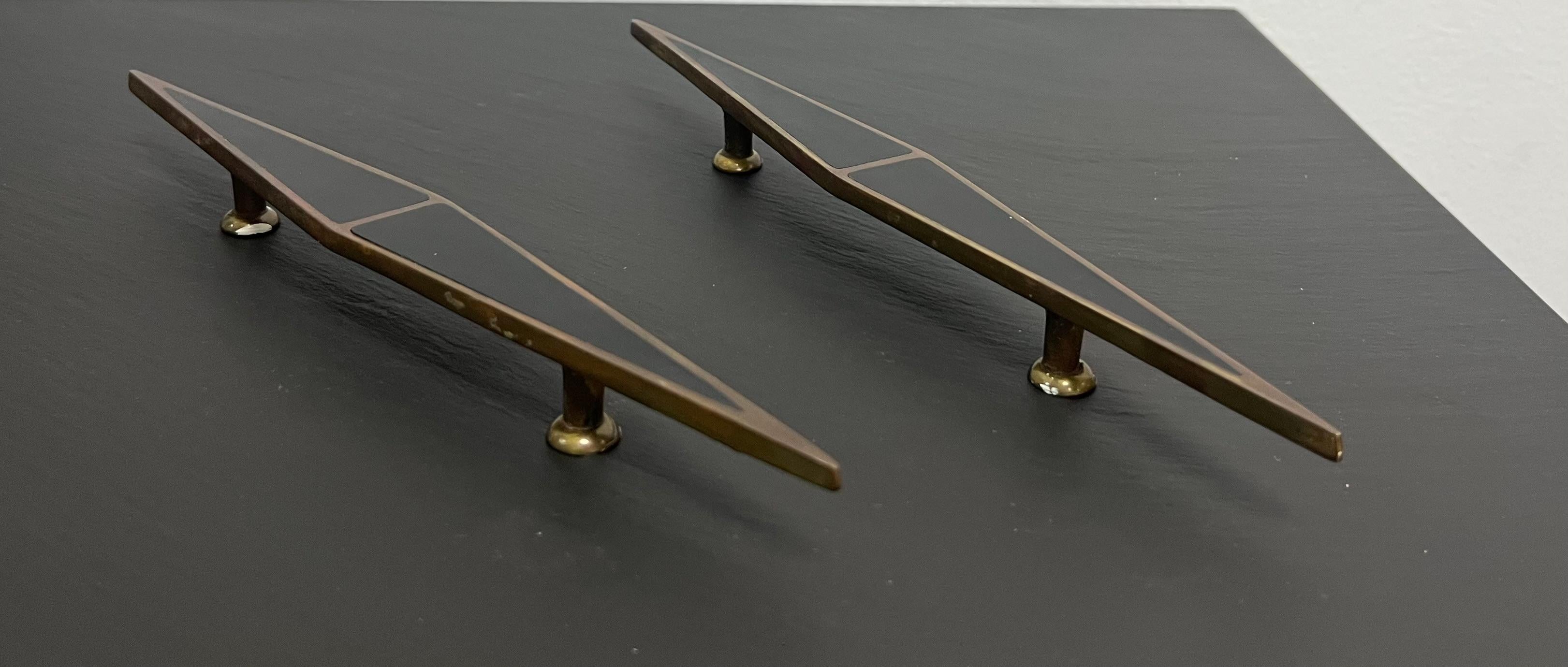 Mexican Los Castillo Brass Modernist Cabinet Drawer Pulls For Sale