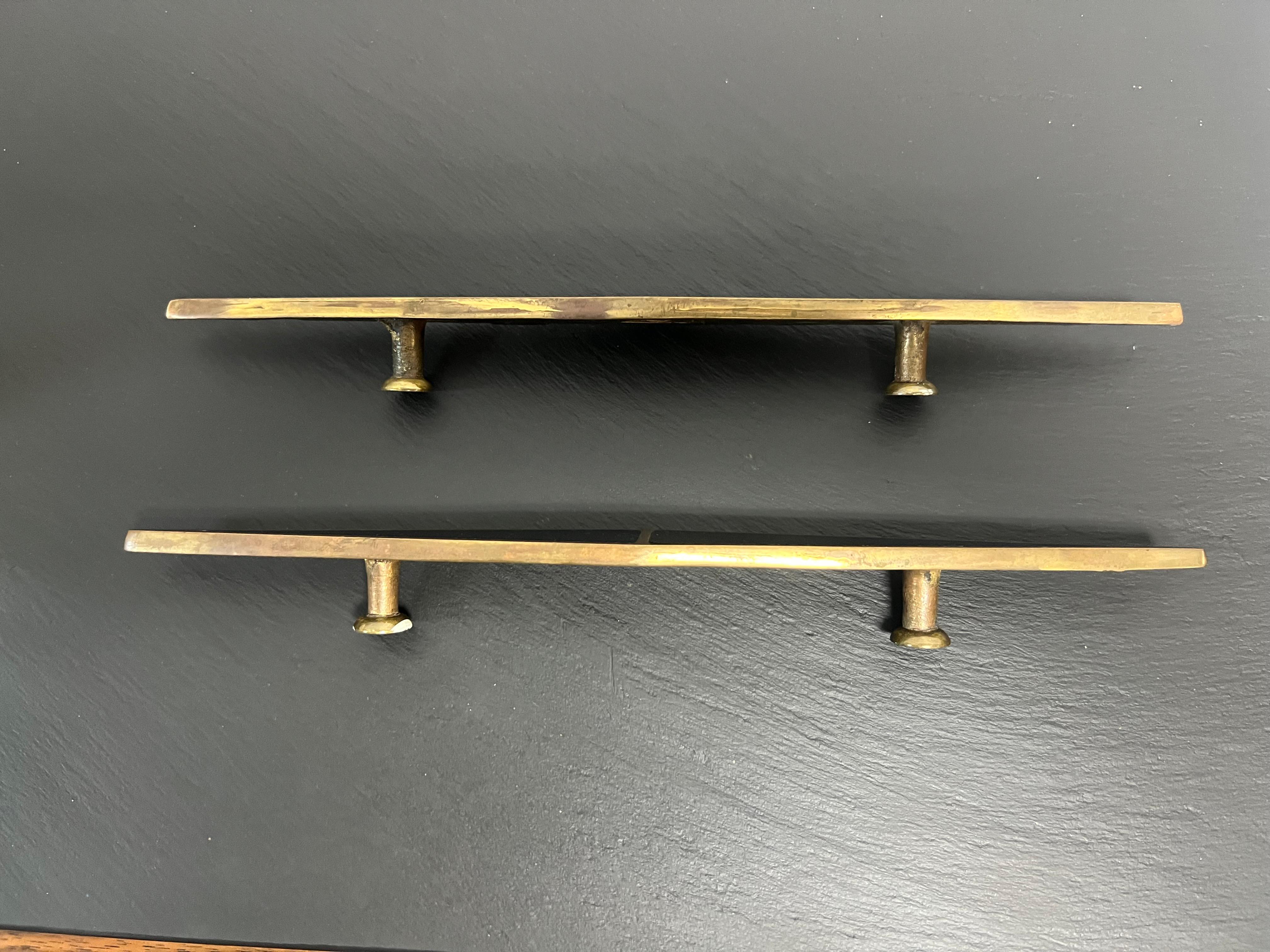 Late 20th Century Los Castillo Brass Modernist Cabinet Drawer Pulls For Sale