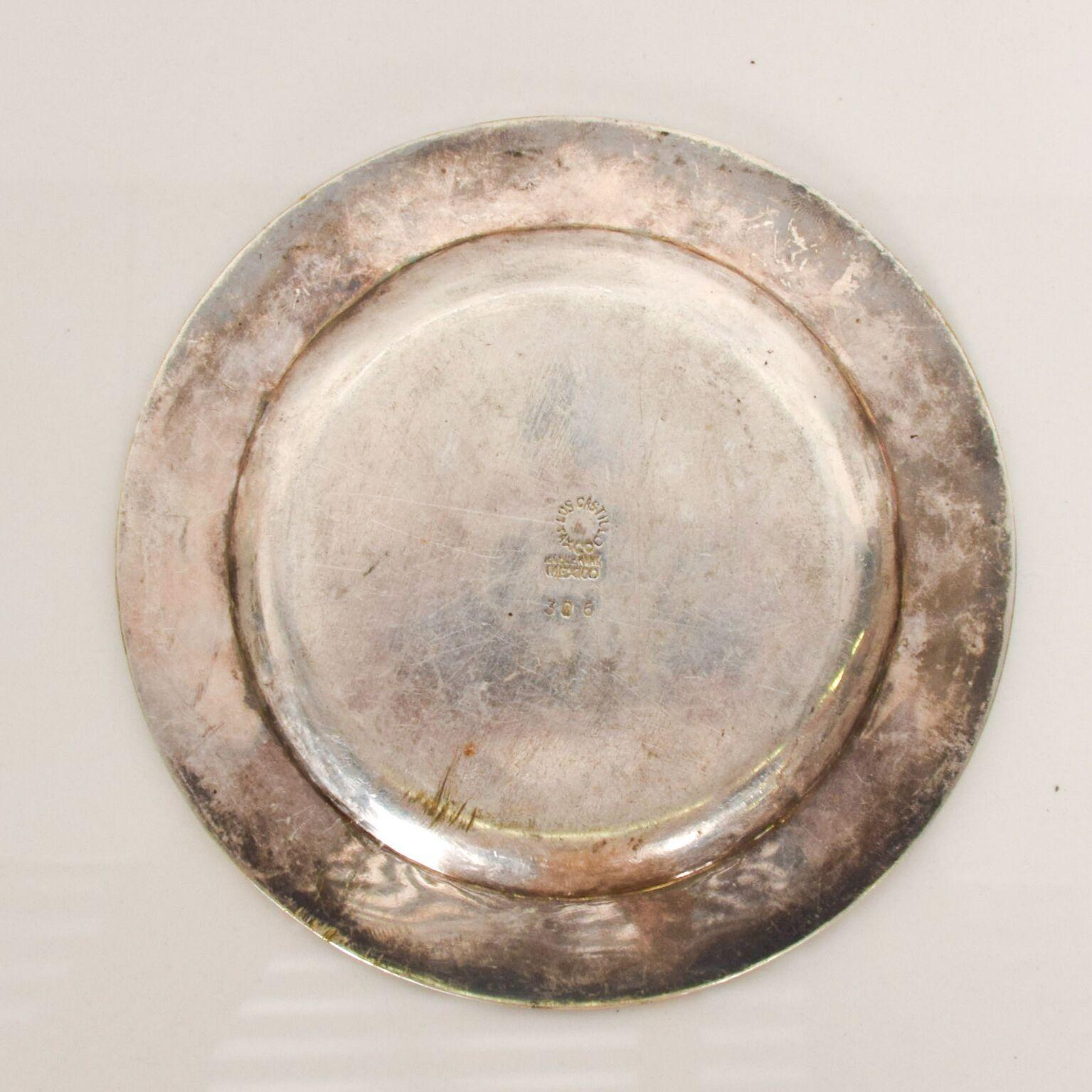 Mid-Century Modern 1970s Los Castillo Vintage Plate Bronze and Silver Taxco Mexico For Sale