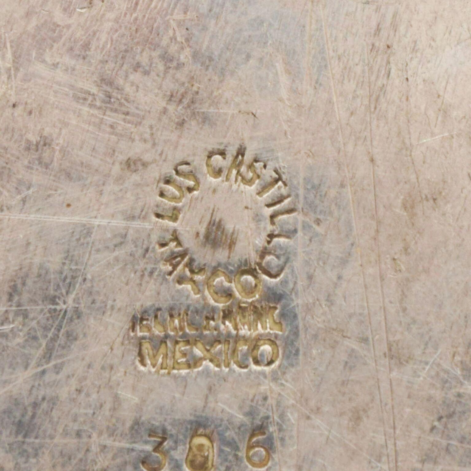 Los Castillo Plate Bronze und Silber Taxco Mexiko, 1970er Jahre (Ende des 20. Jahrhunderts) im Angebot