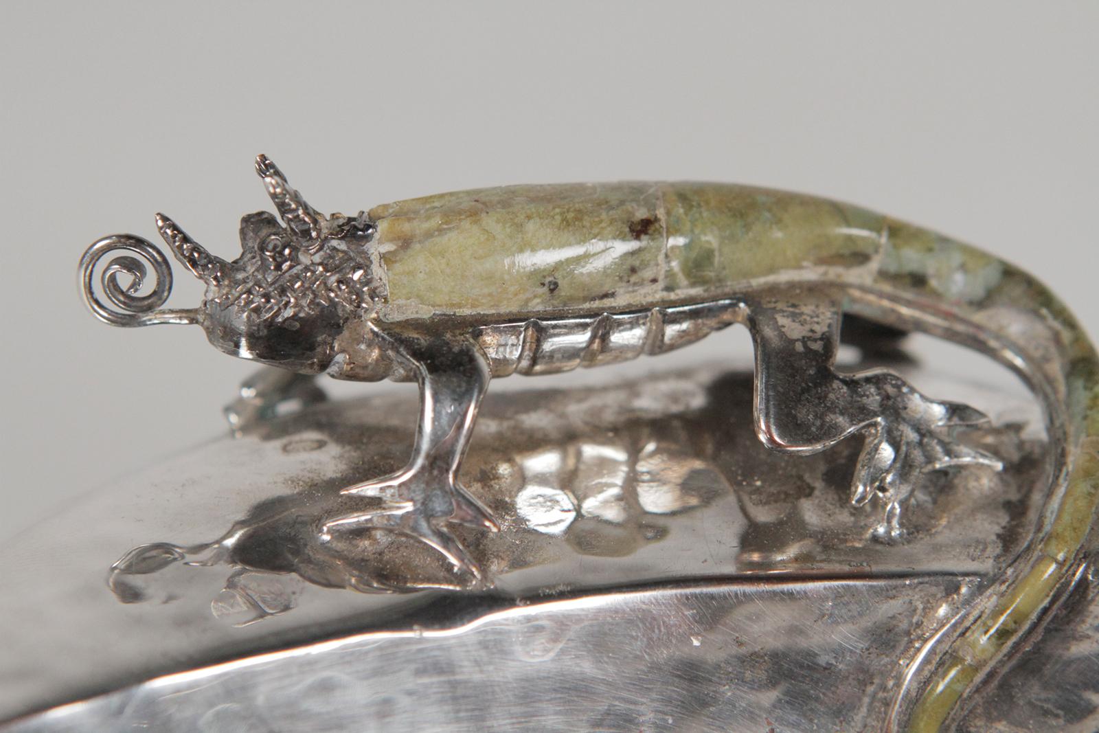 Mid-Century Modern Los Castillo Hand-Hammered Lizard Bowl Wolmar Castillo, 1960s