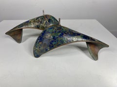 Los Castillo: versilberte Fisch-Türgriffe mit Lapislazuli, Malachit und Bronze-Intarsien