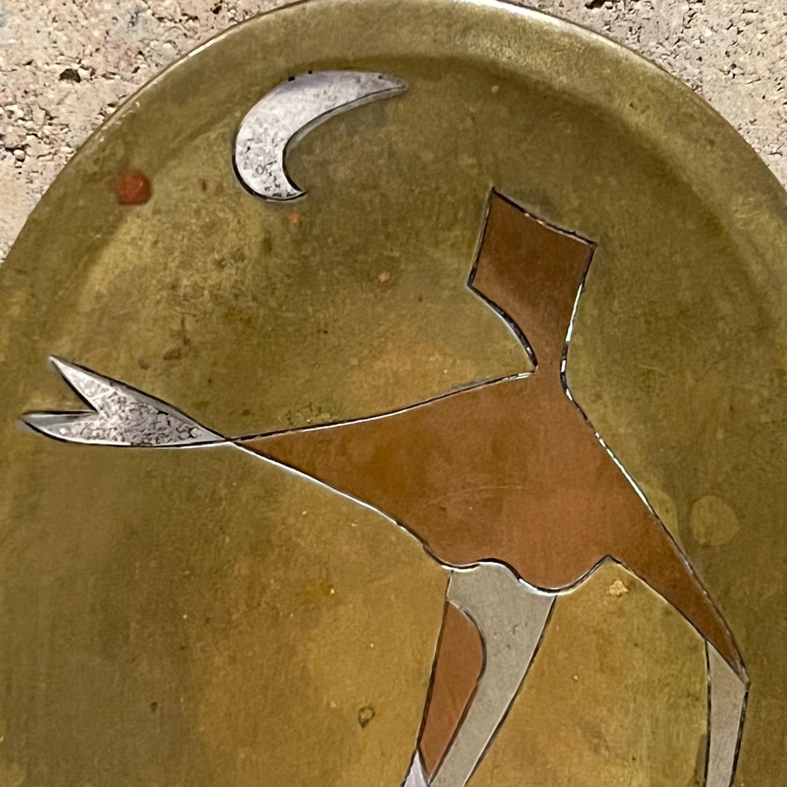Mid-Century Modern 1960s Los Castillo Mixed Metal Plate Taxco Mexico For Sale