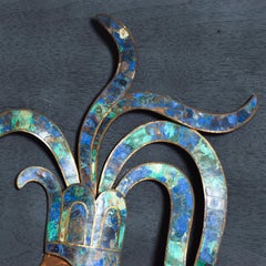 1980s Mexico Modernism Metal Wall Art Panel Mosaico Azteca