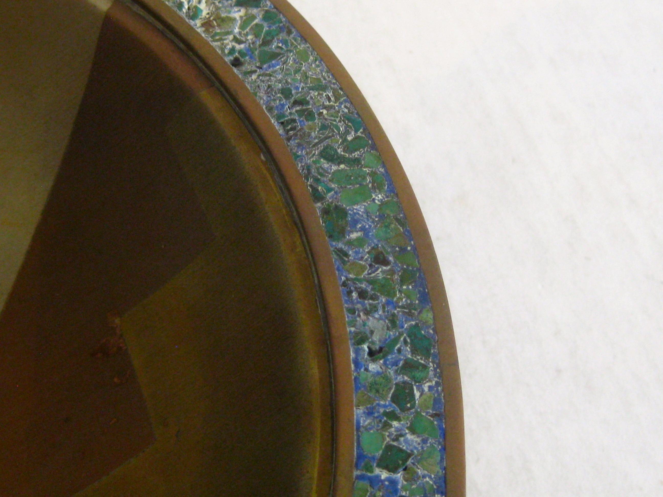 20th Century Los Castillo Metales Casados Handcrafted Mexico Mixed Metal and Turquoise Bowl