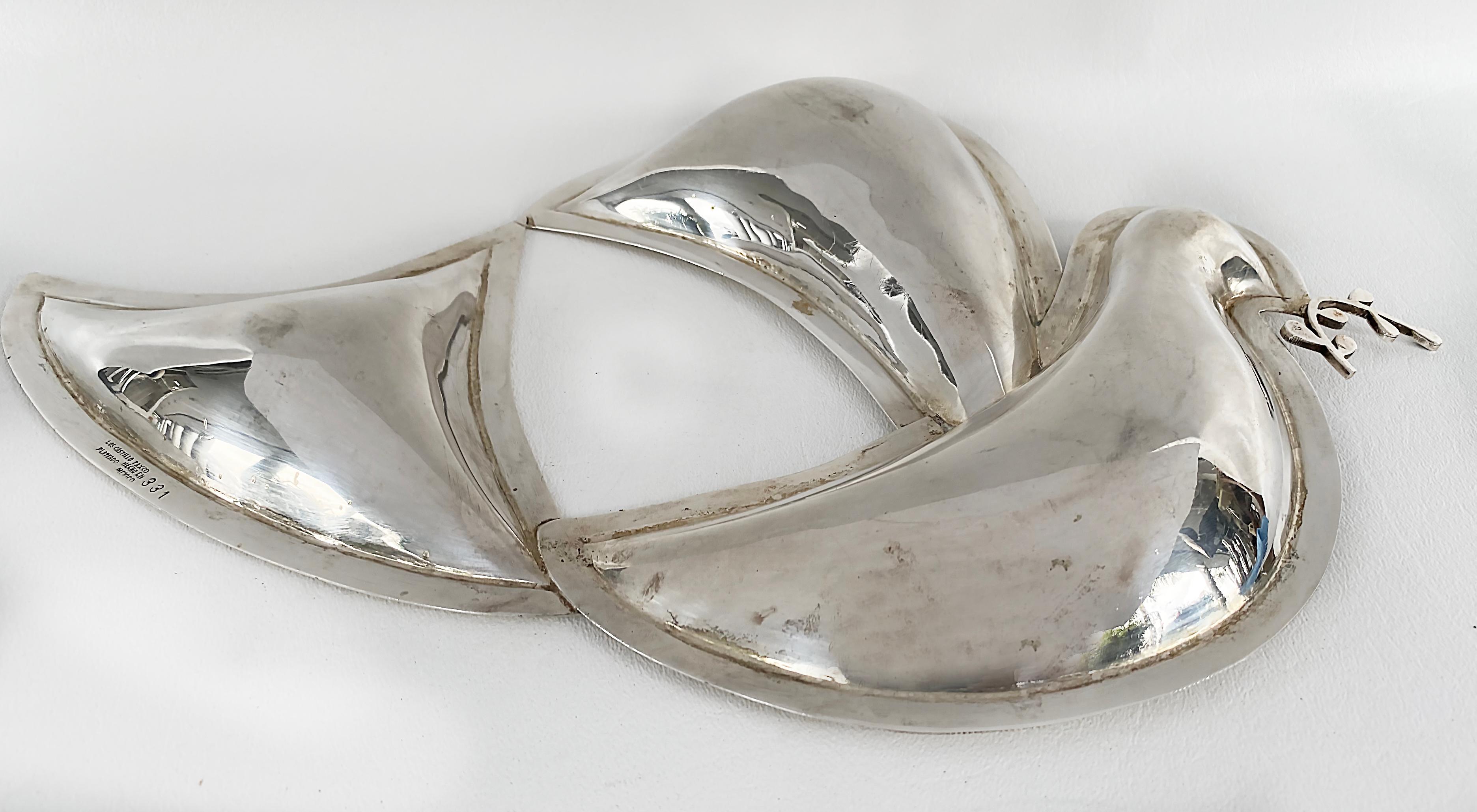 Mid-Century Modern Los Castillo Mexican Mid-Century Silverplate Dove Serving Dish For Sale