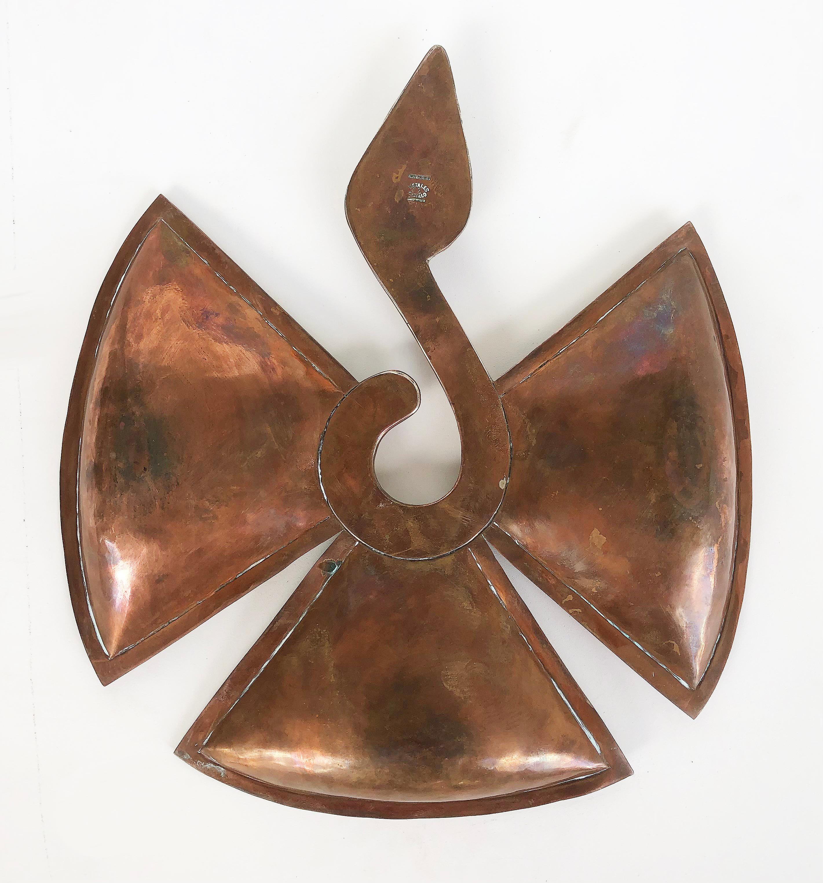 Los Castillo Mid-Century Mixed Metals Bird Serving Plate, Mexico In Good Condition In Miami, FL